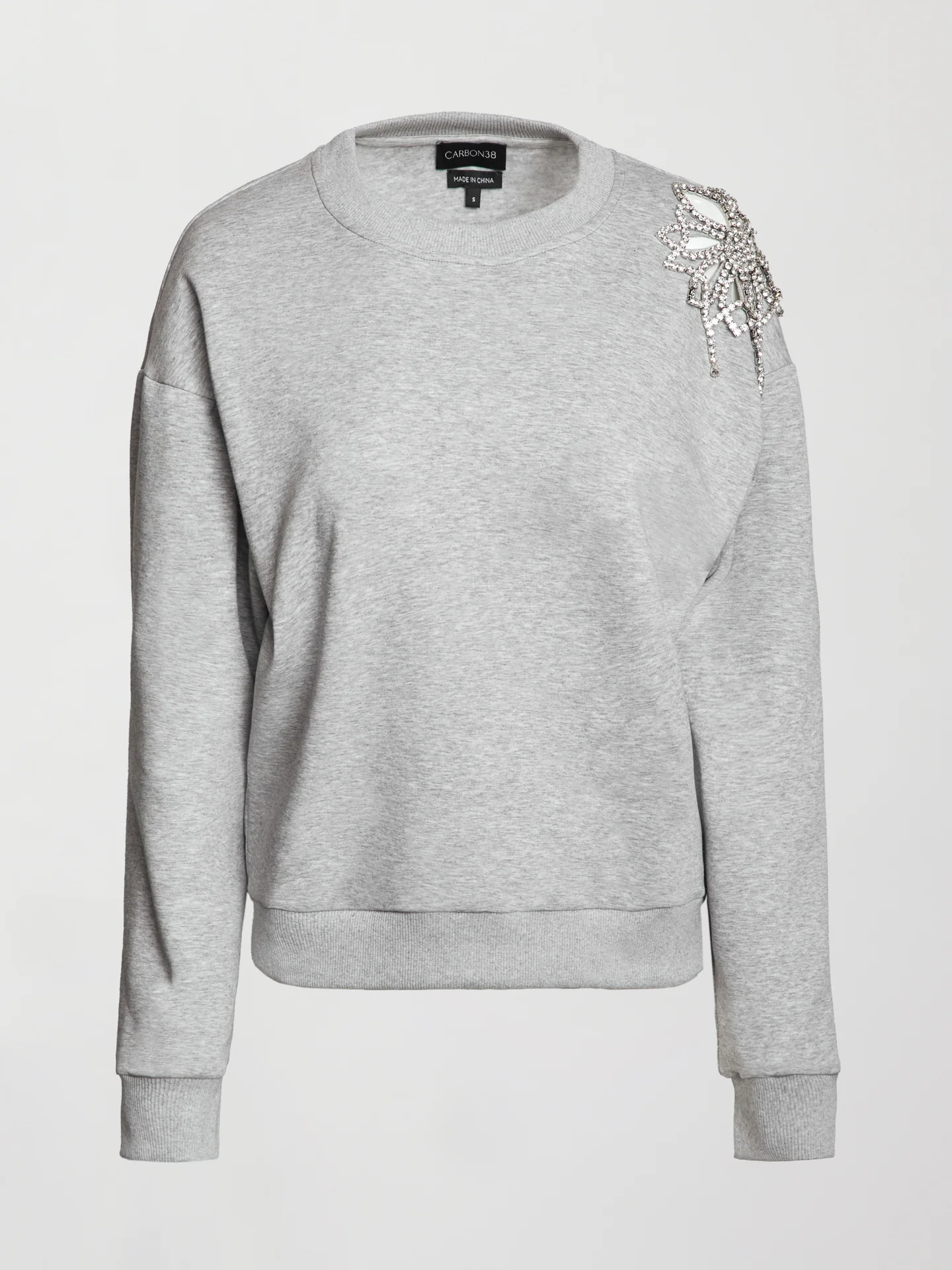 Rhinestone Cut Out Sweatshirt - Heather Grey - Image 6