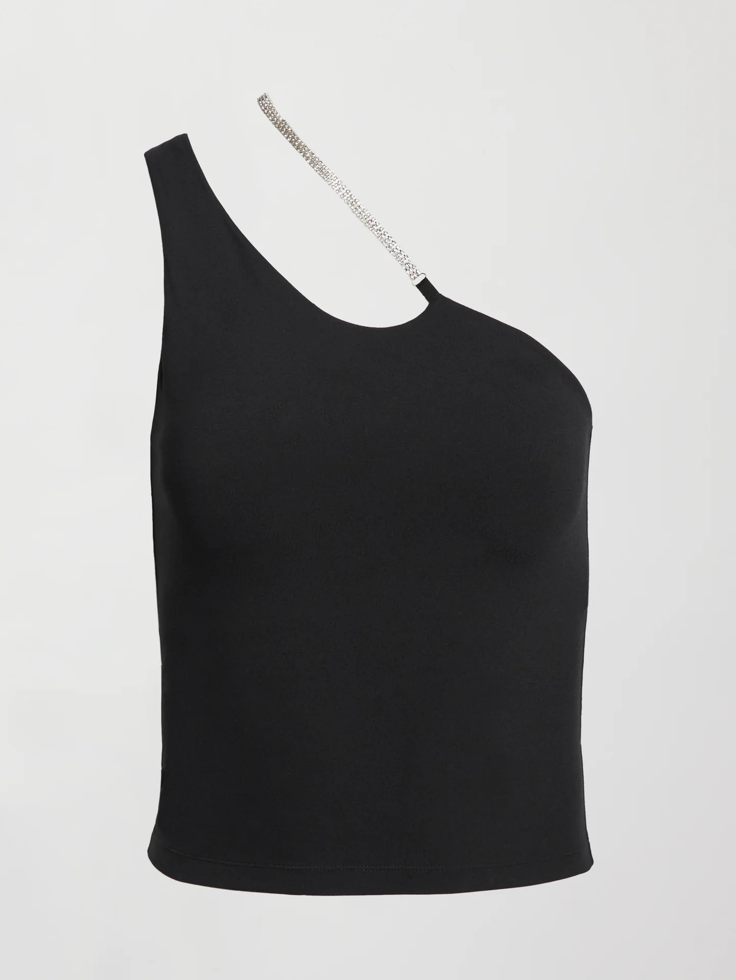 Rhinestone One Shoulder Tank - Black - Image 7
