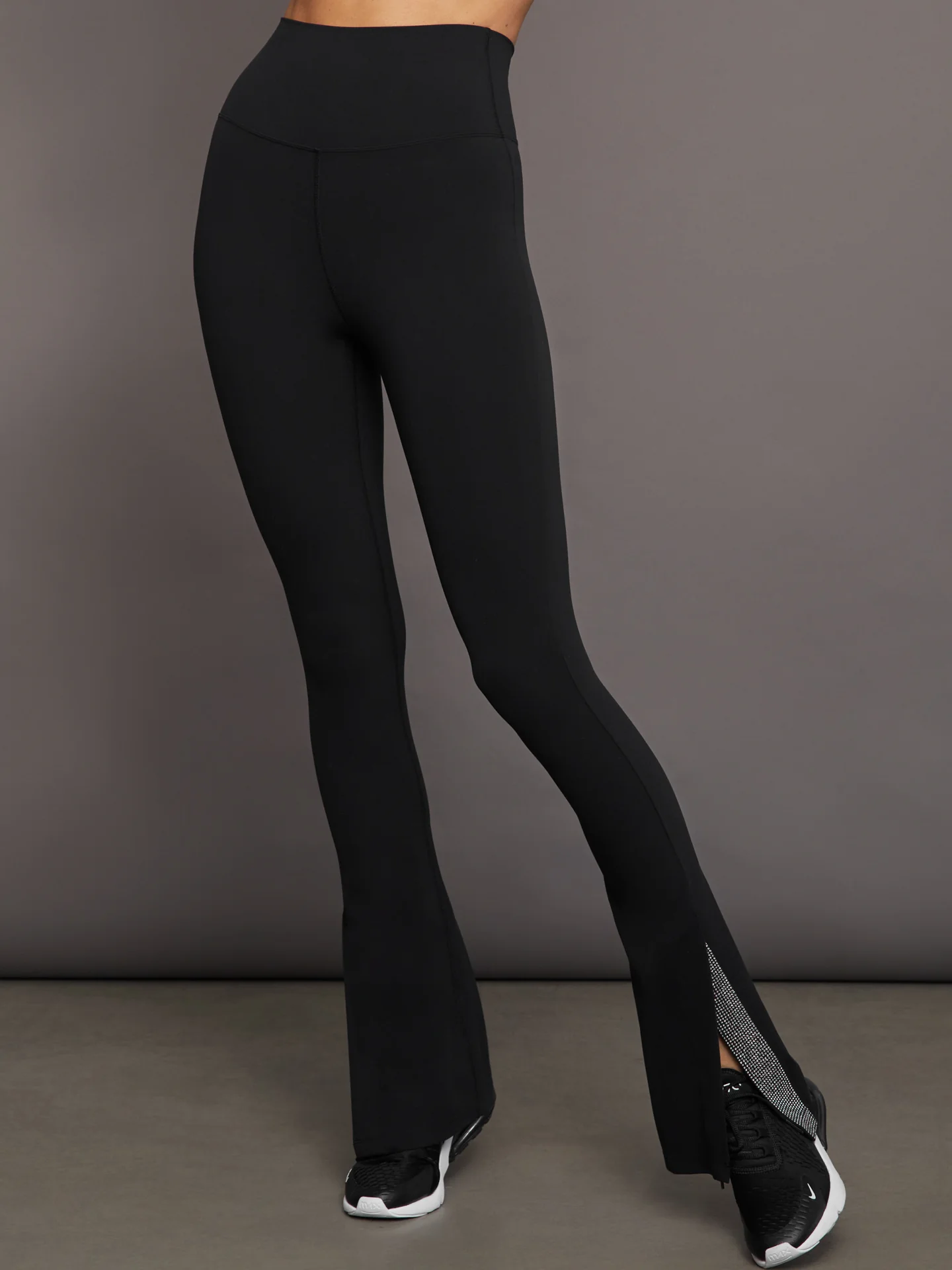 Rhinestone Split Bootcut Legging - Black - Image 3