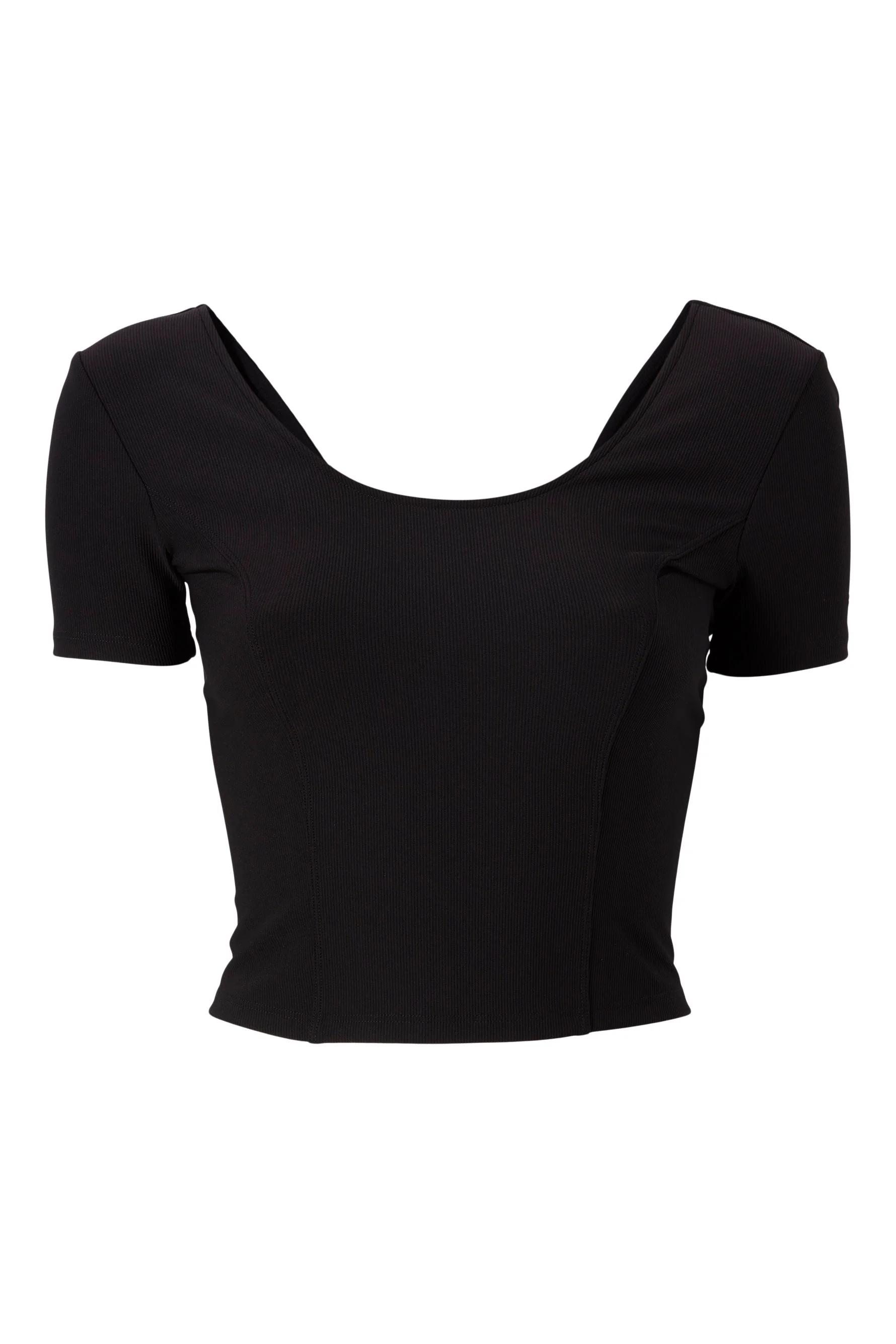 Rib Crop Short Sleeve - Black Rib - Image 6
