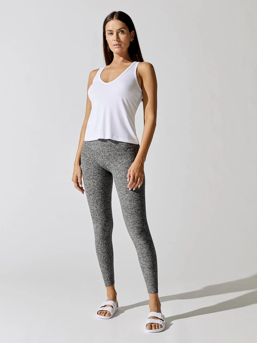 Rib Jersey Take The Plunge V-Neck Tank - White - Image 2