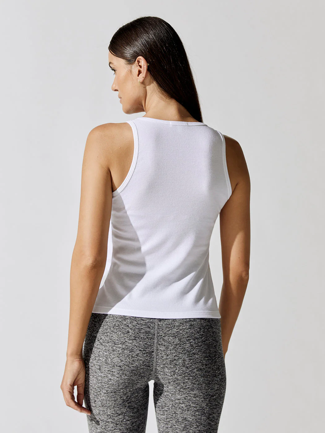 Rib Jersey Take The Plunge V-Neck Tank - White - Image 3