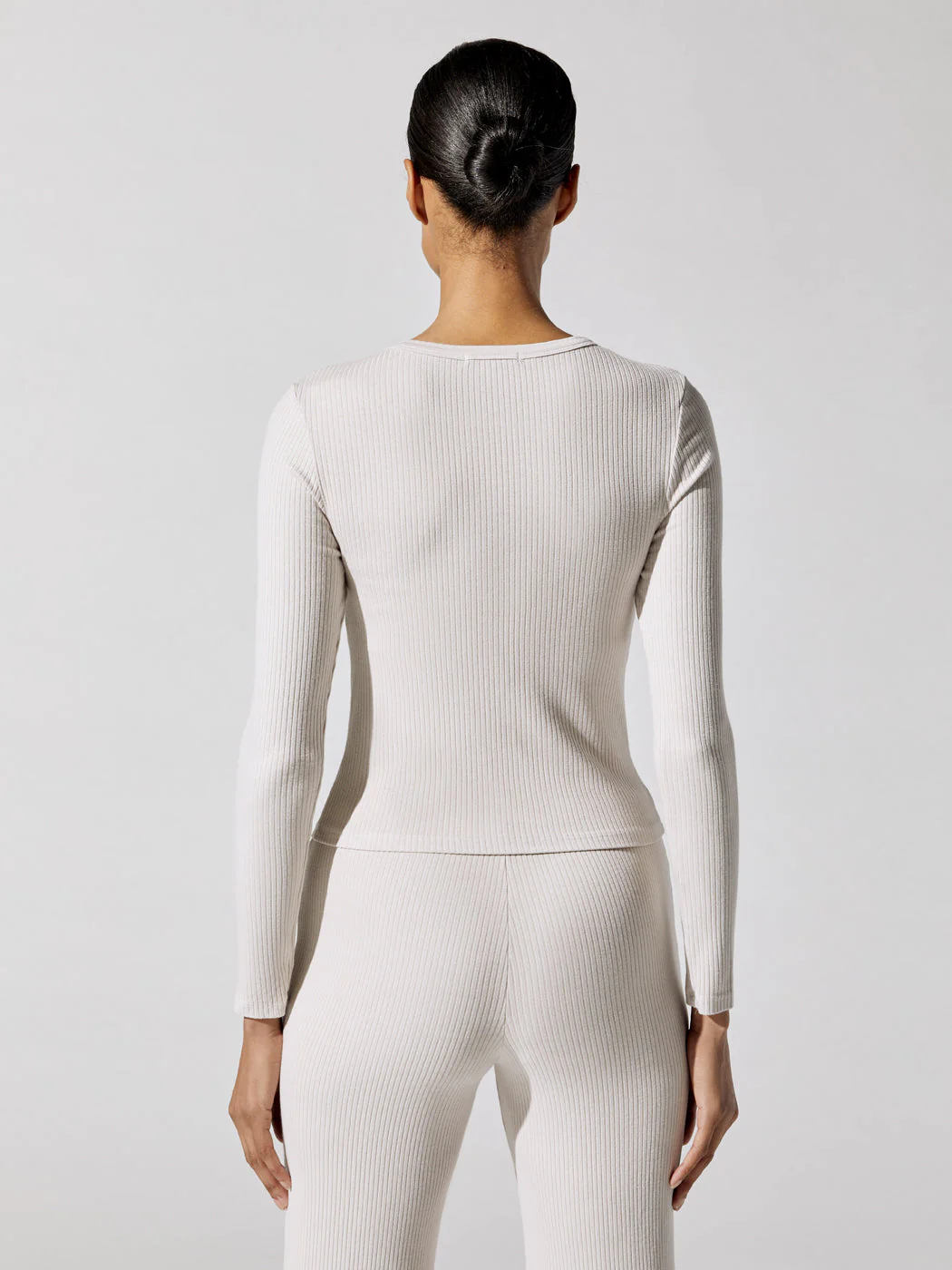 Rib Long Sleeve Top - Almond - Image 3
