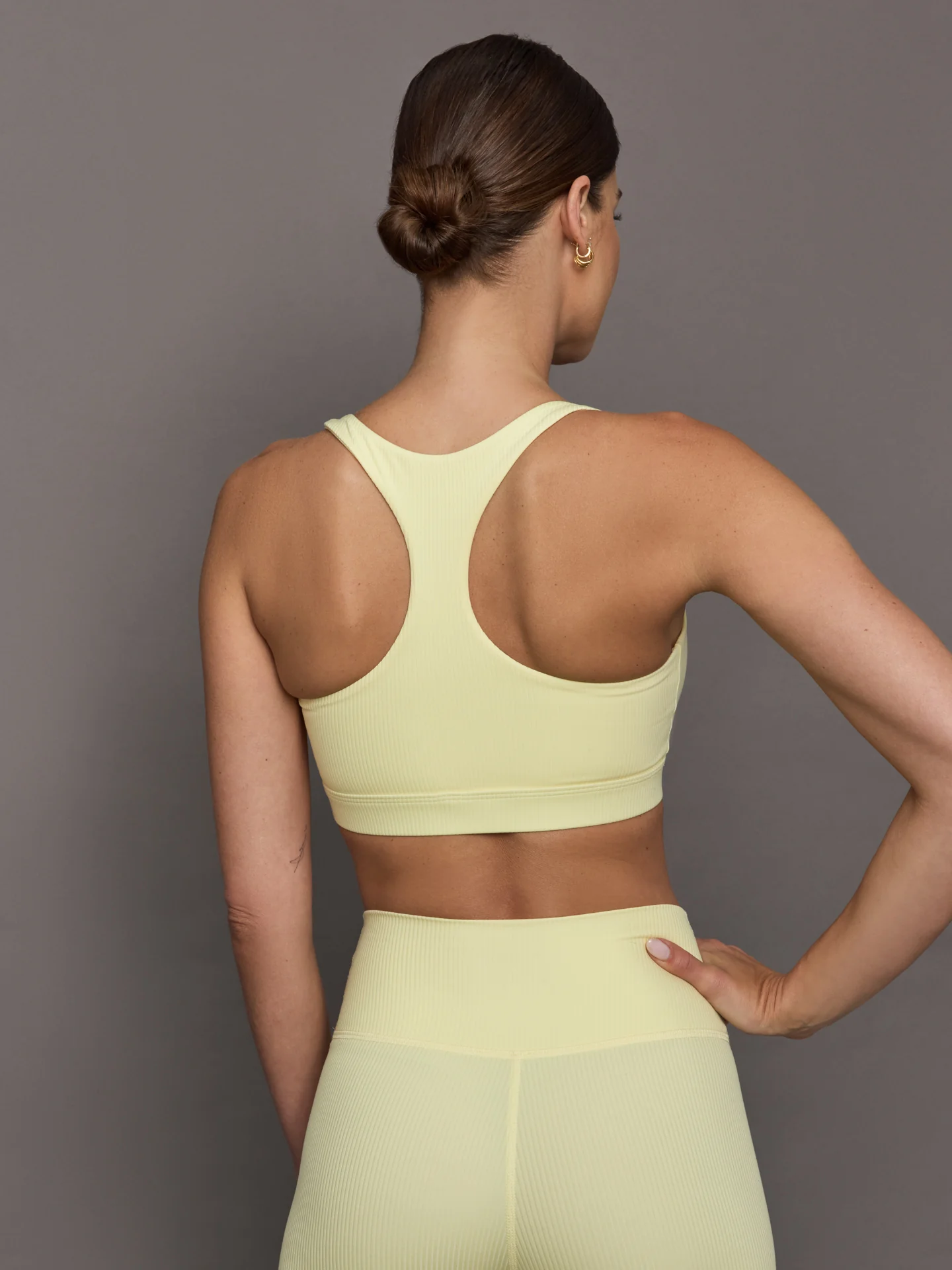 Racerback Bra in Ribbed Melt - Pastel Yellow - Image 4
