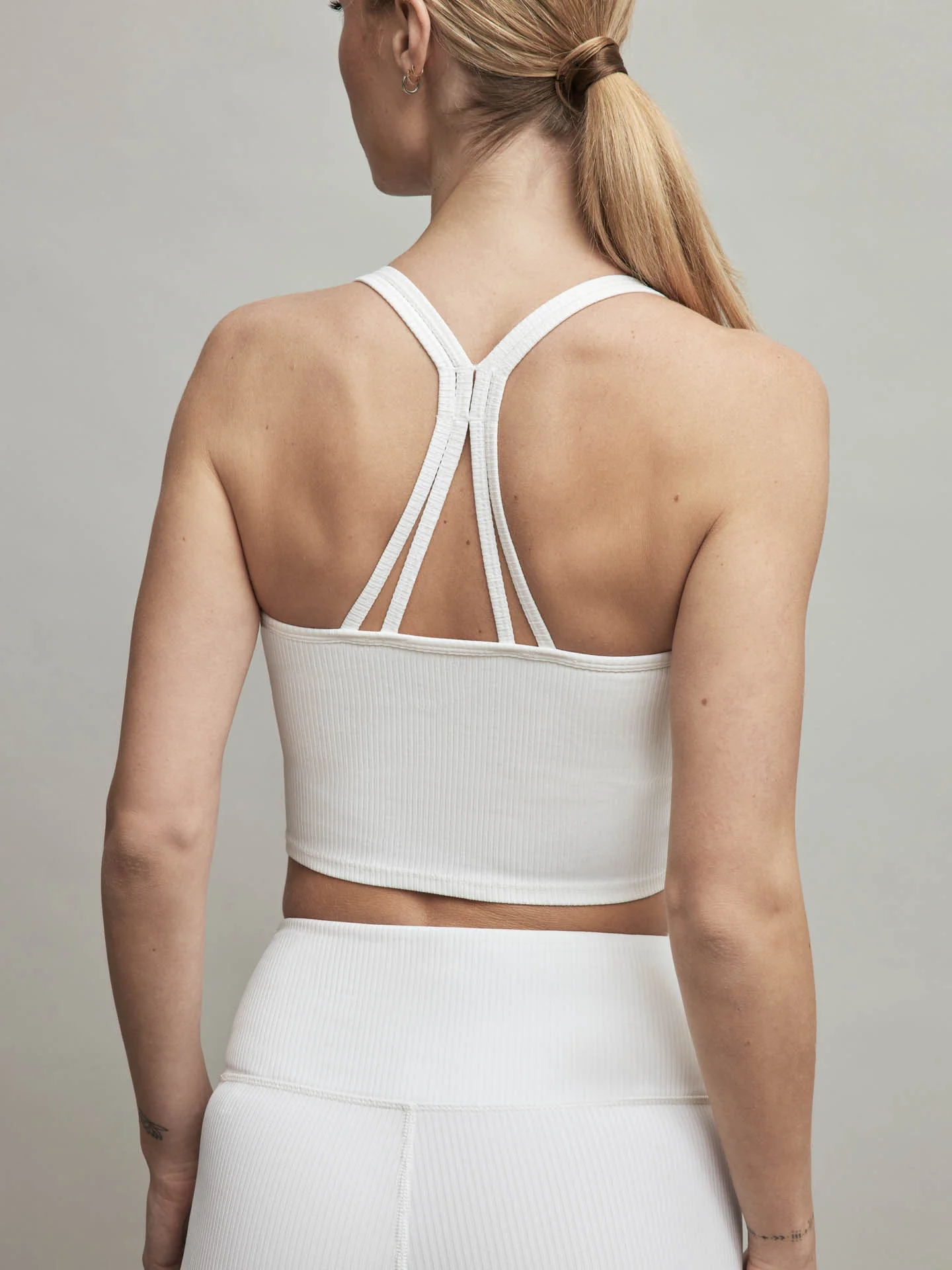Ribbed Cami Bra - White - Image 2