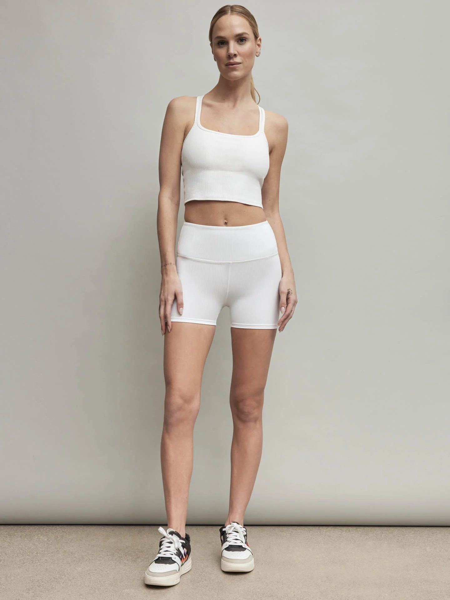 Ribbed Cami Bra - White - Image 3