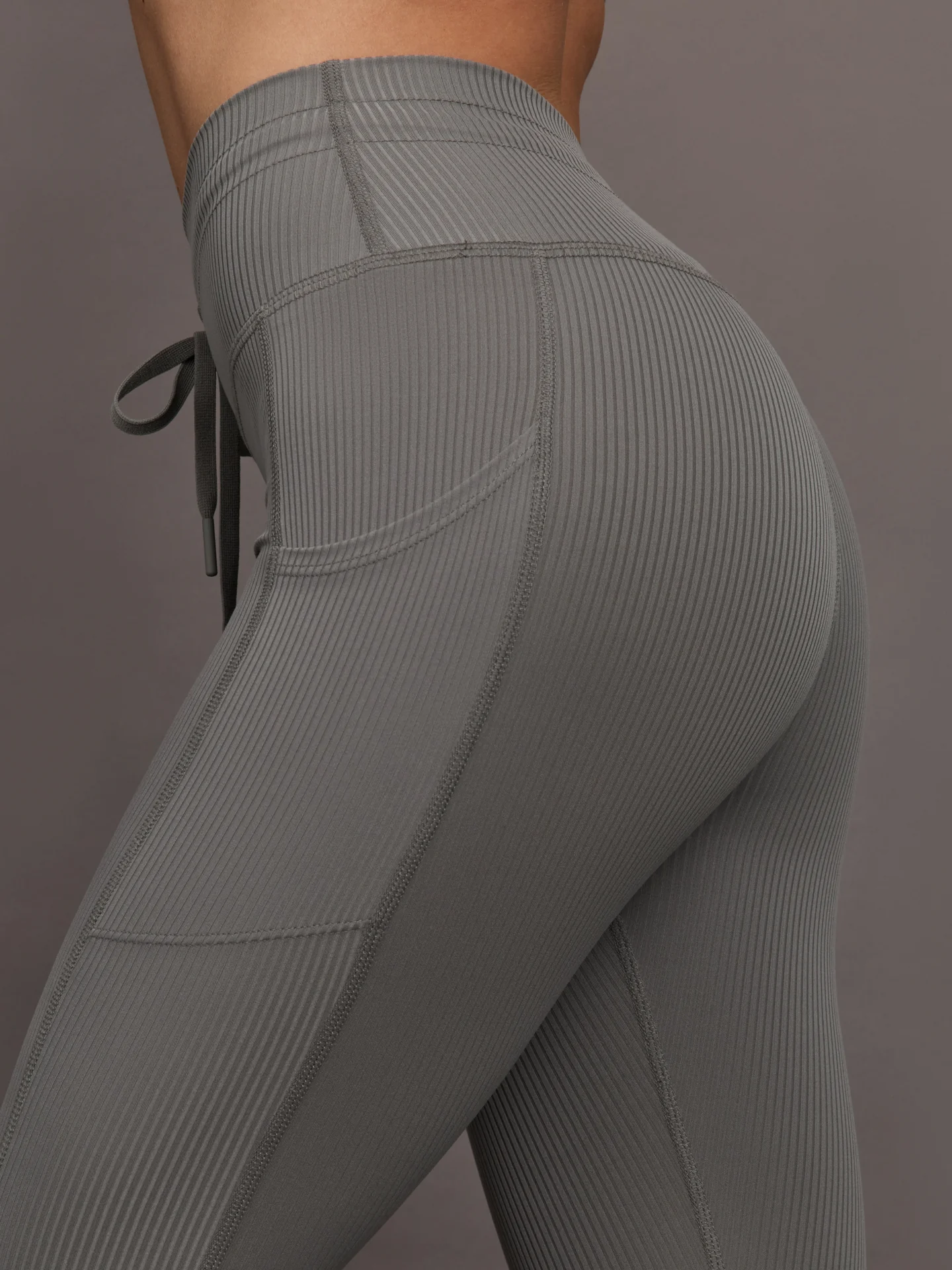 High Rise Pocket Legging in Ribbed Melt - Steel Grey - Image 5