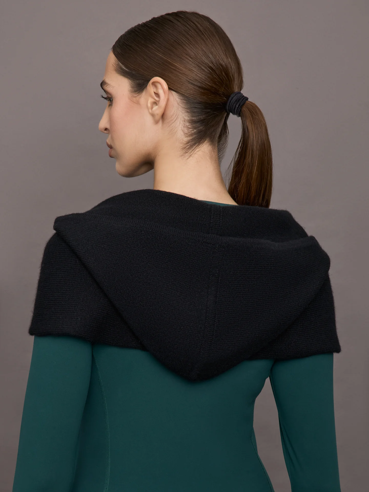 Rina Hooded Scarf - Black - Image 4