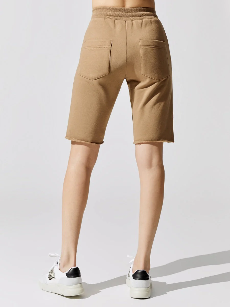 Romy Raw Edge French Terry Bermuda Short - Light Mocha - Image 3
