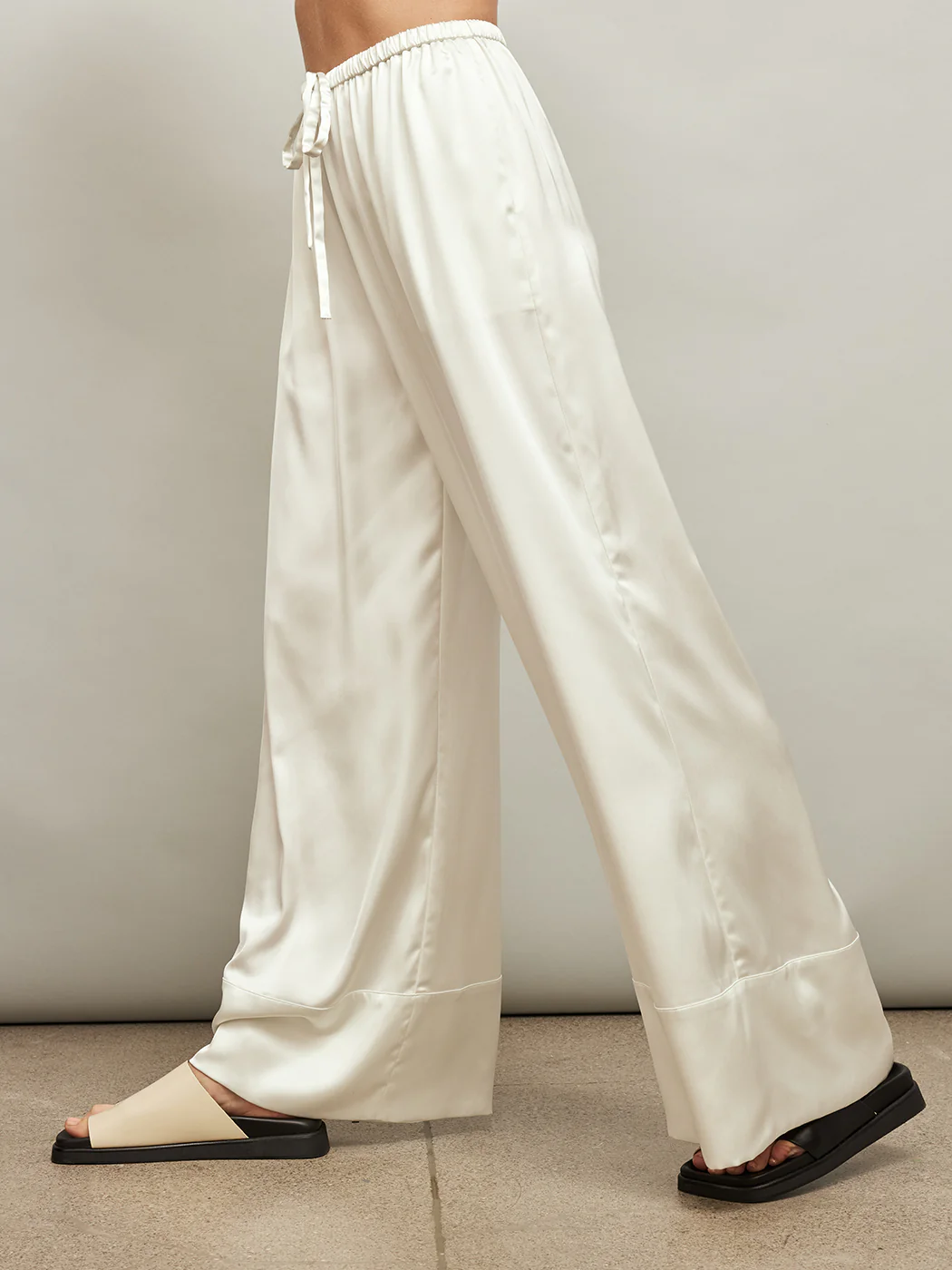 Satin Wide Leg Pant - Ivory - Image 2