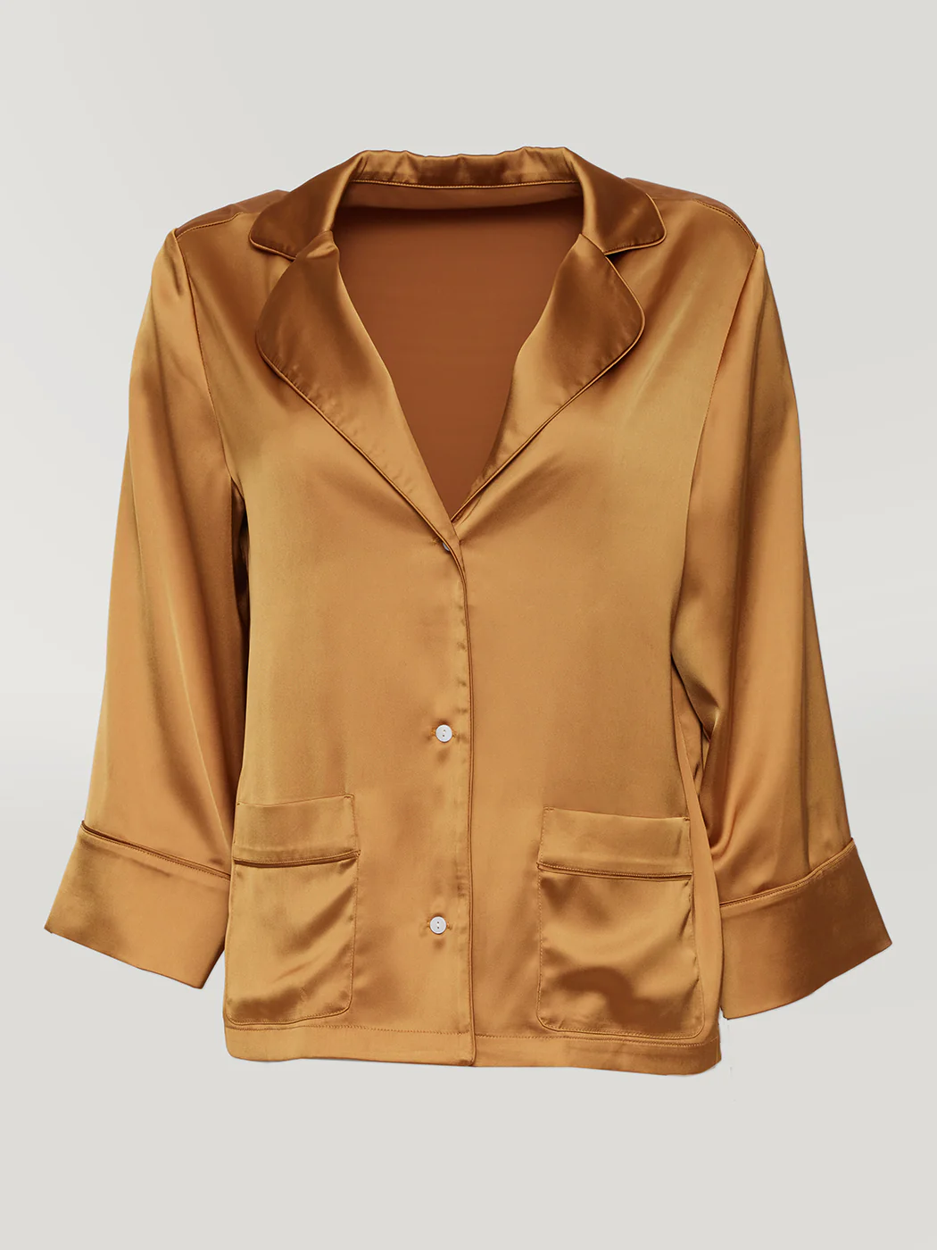 Satin Short Sleeve Resort Top - Rust - Image 4