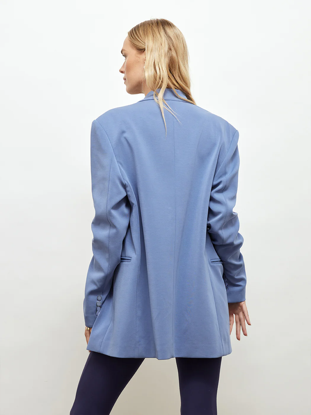 Double-Breasted Scuba Blazer - Blue - Image 4