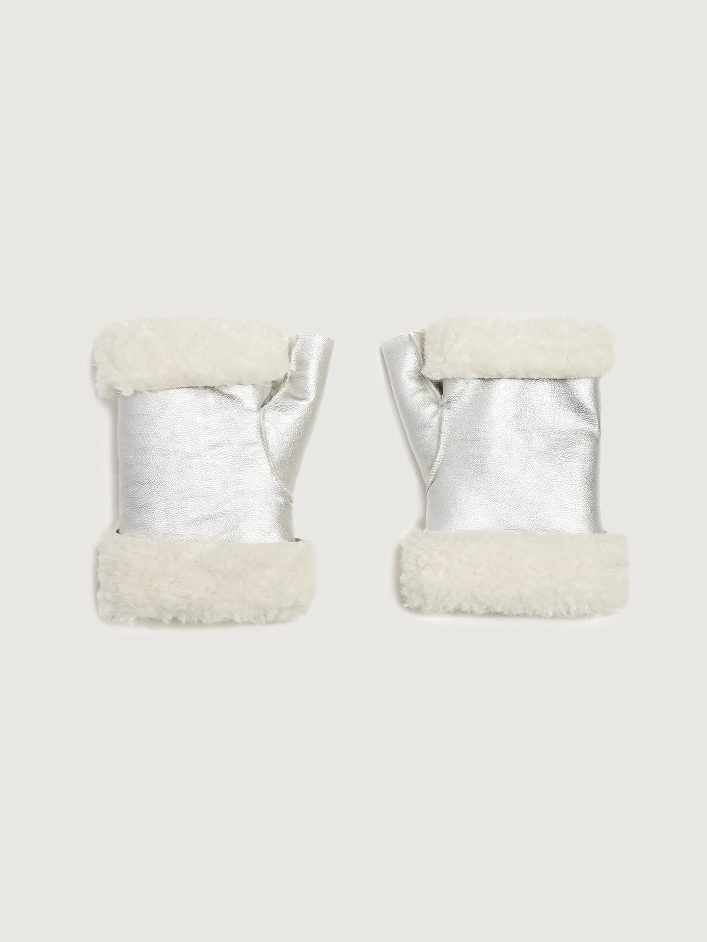 Shearling Mittens - Ivory/ Silver - Image 4