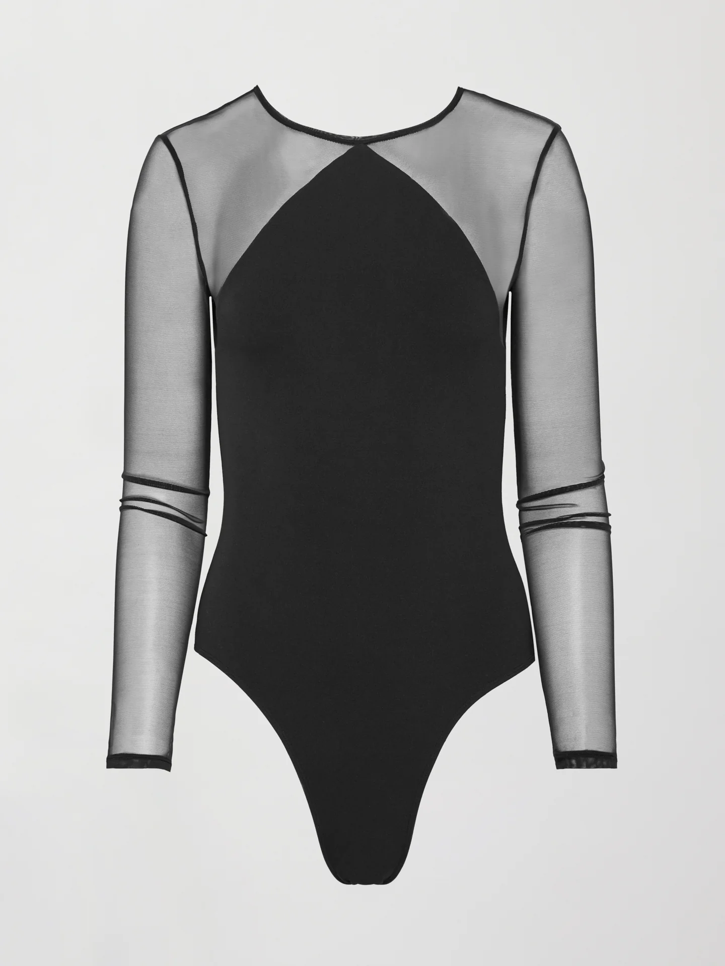 Sheer Long Sleeve Leotard - Black - Image 5