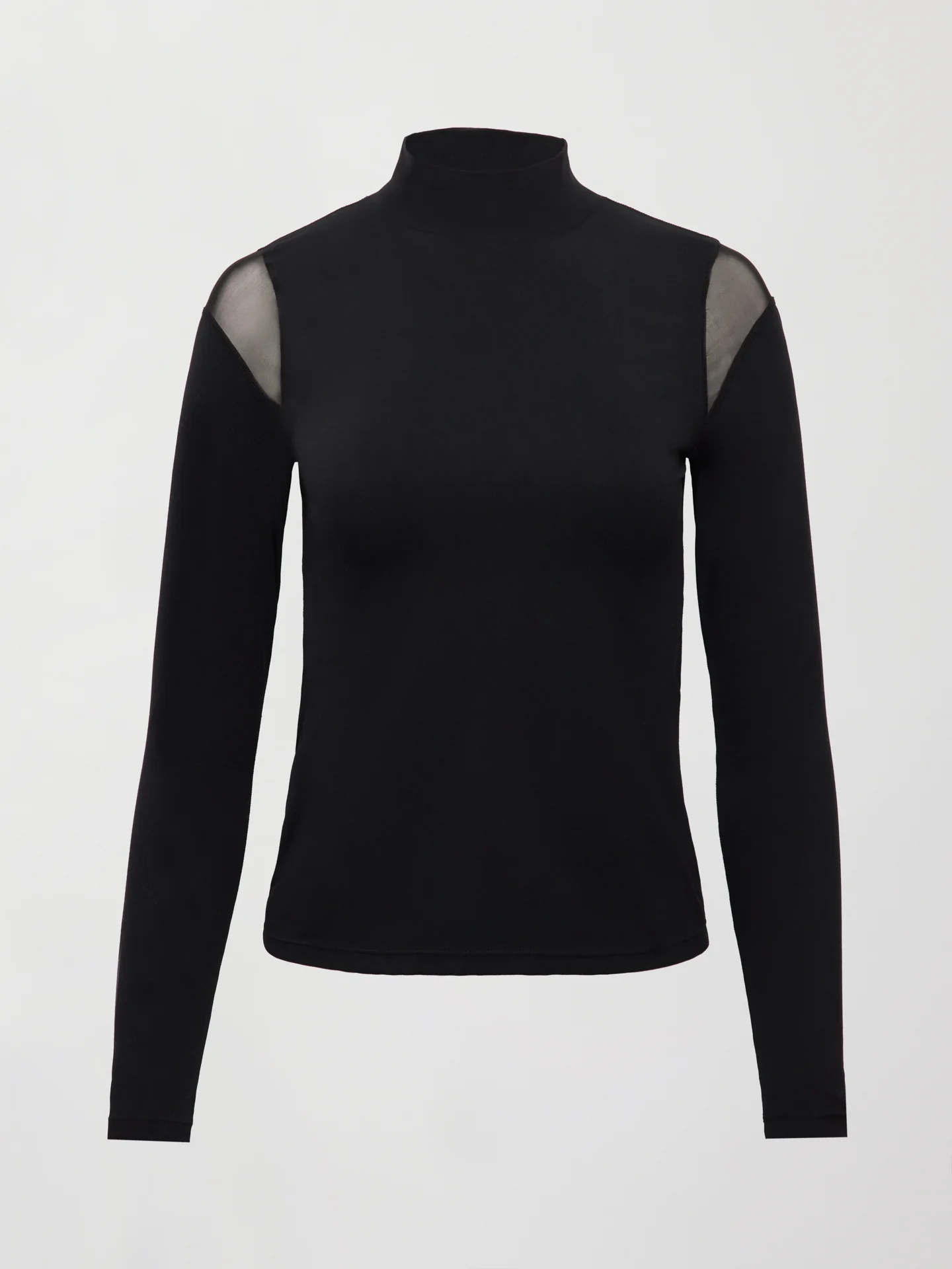 Sheer Spliced Mock Neck in Melt - Black - Image 7