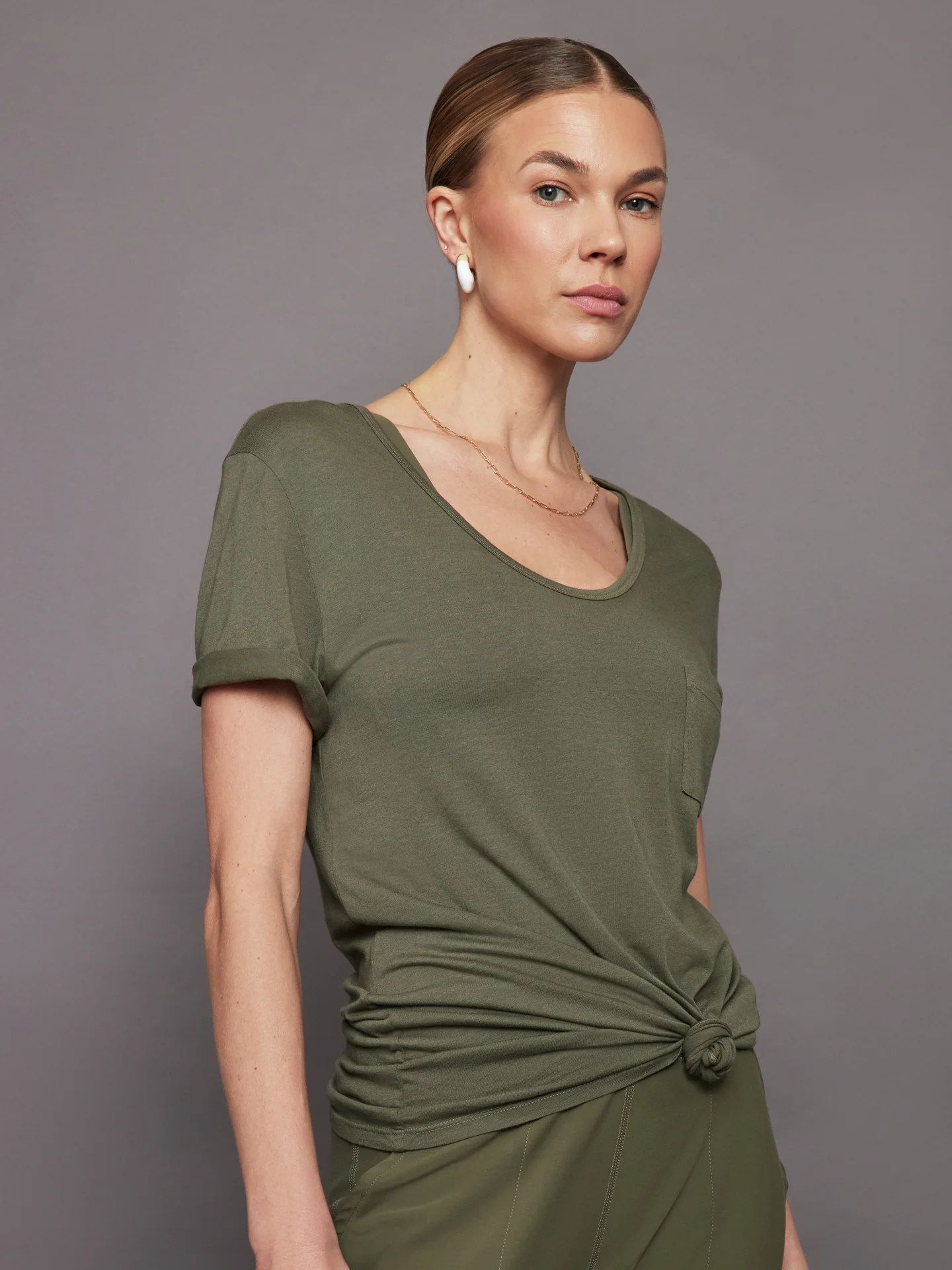 Short Sleeve Pocket Tee - Olive - Image 4