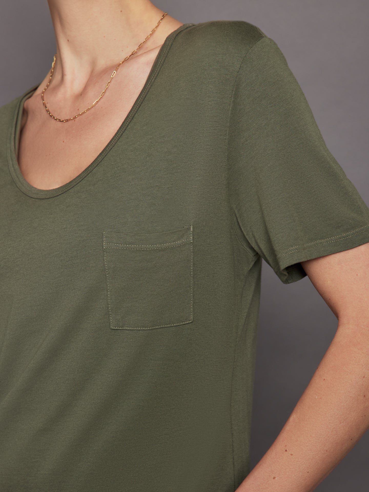 Short Sleeve Pocket Tee - Olive - Image 5