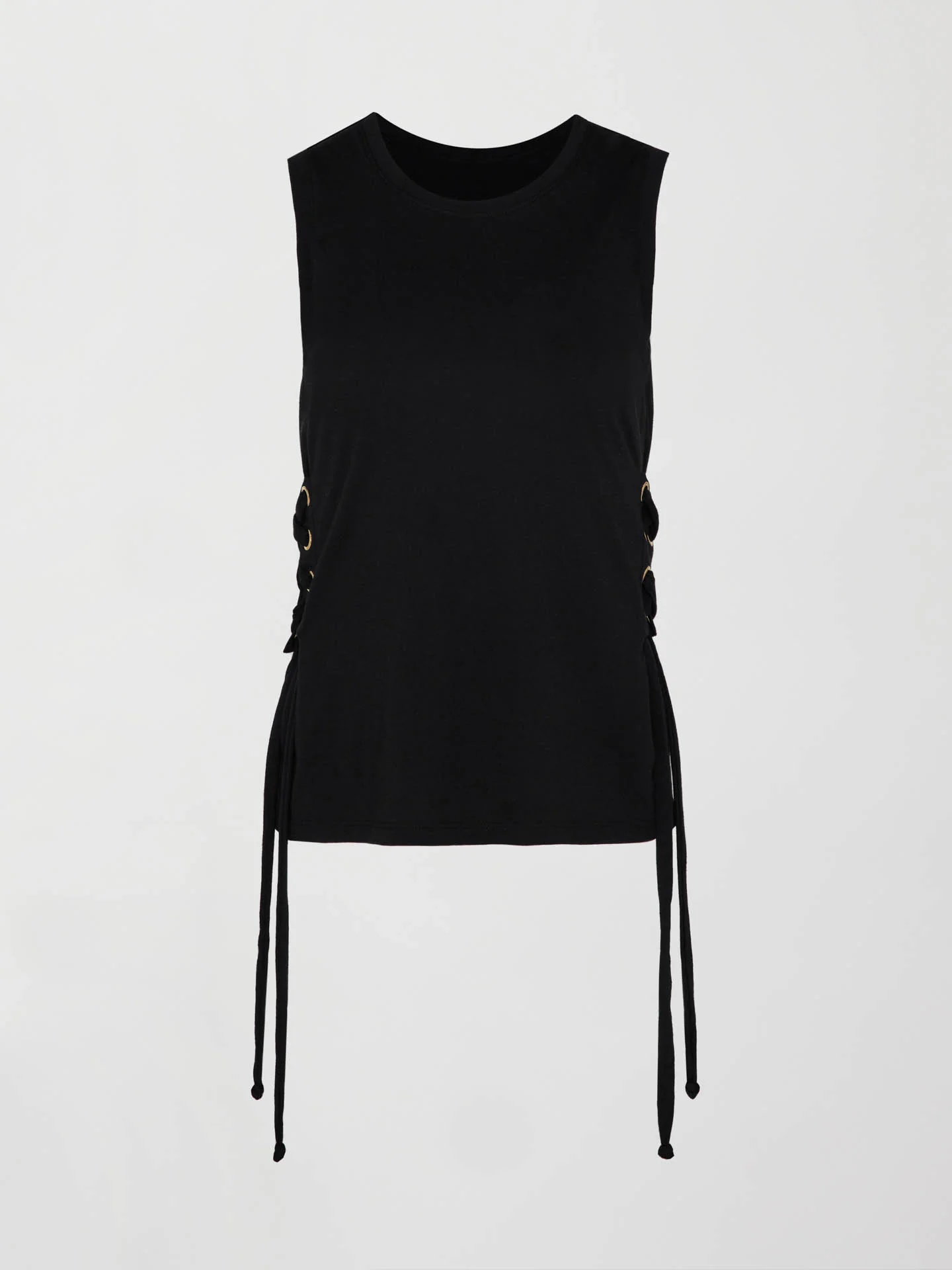 SIDE LACE UP TANK - Black - Image 5