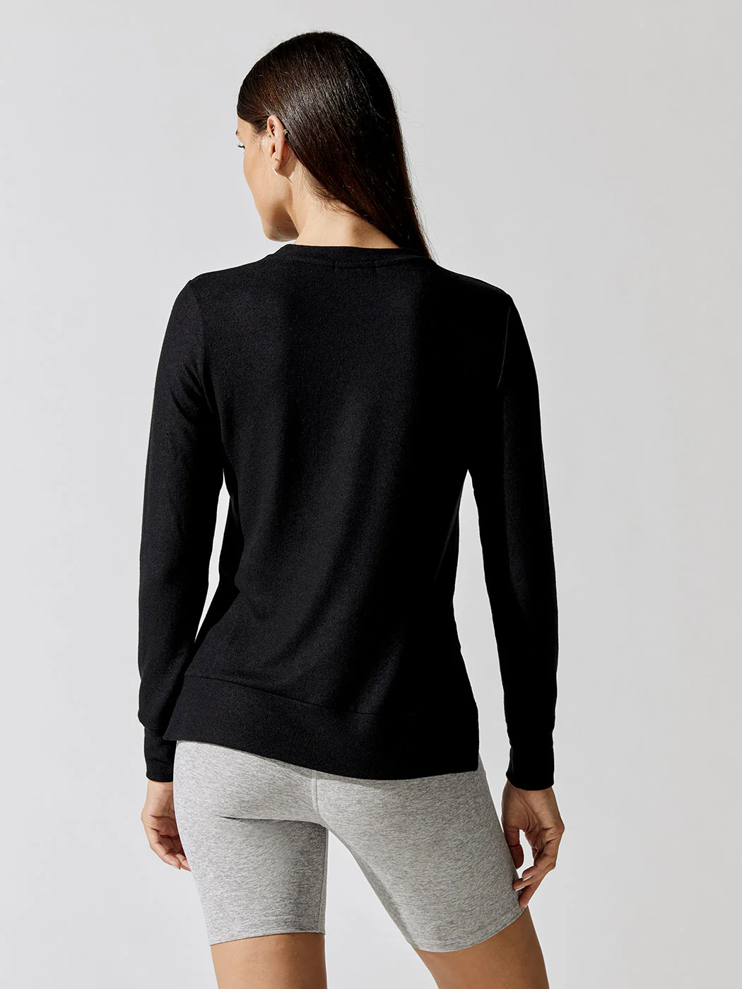 Side Slit Long Sleeve Pullover - Black - Image 4