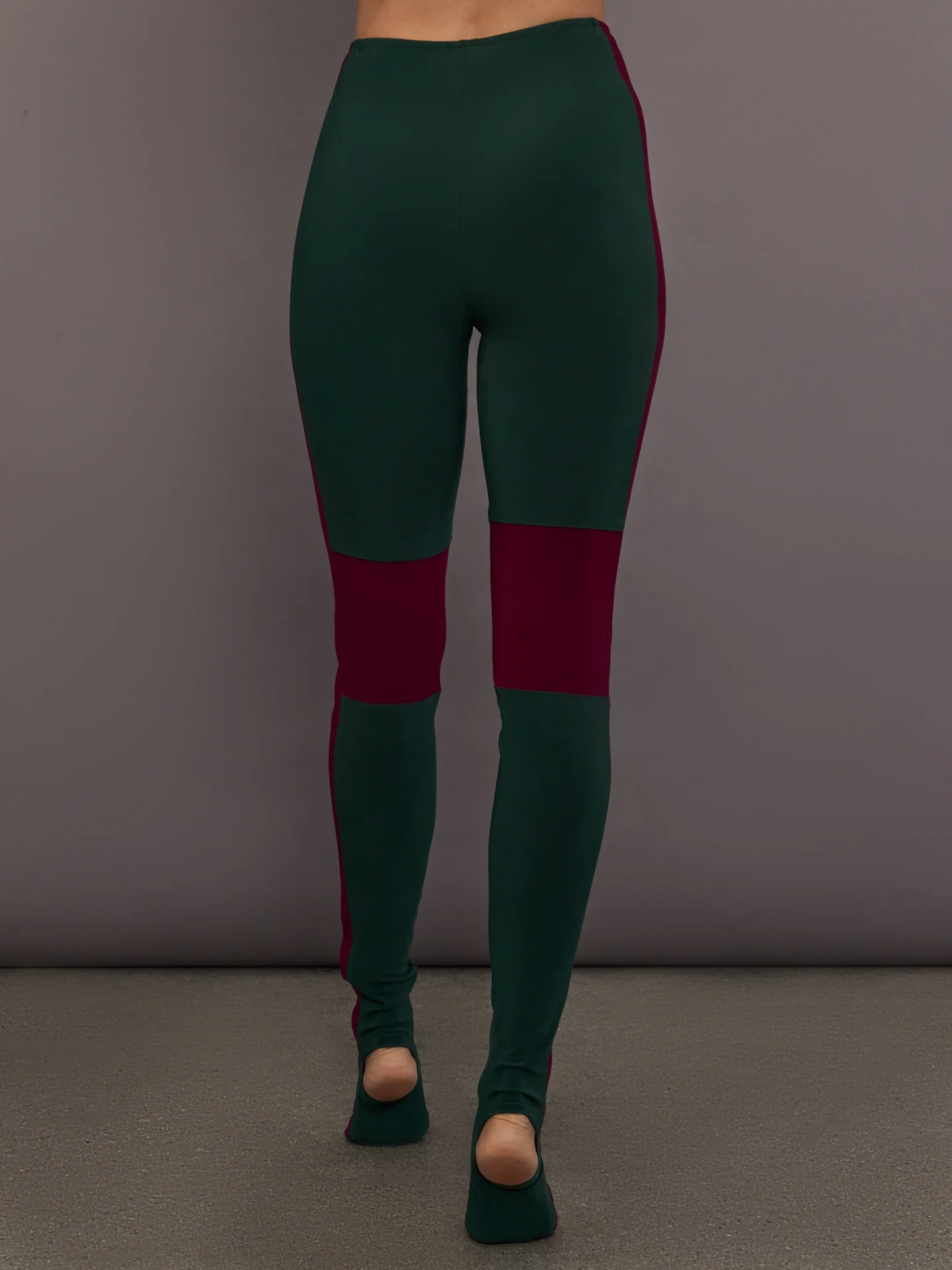 Side Stripe Legging With Knee Patch - Dark Emerald/Plum - Image 4
