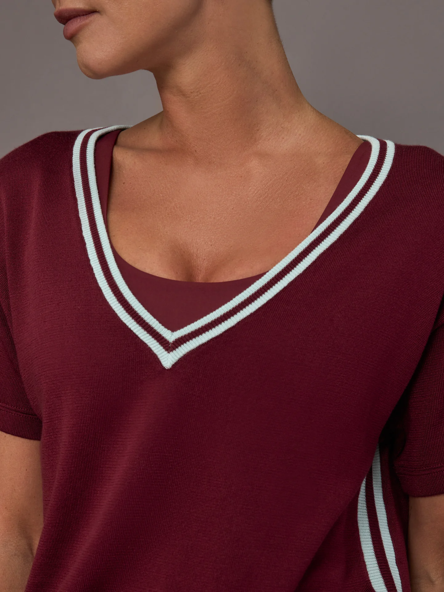Sienna V Neck Tee - Red - Image 5