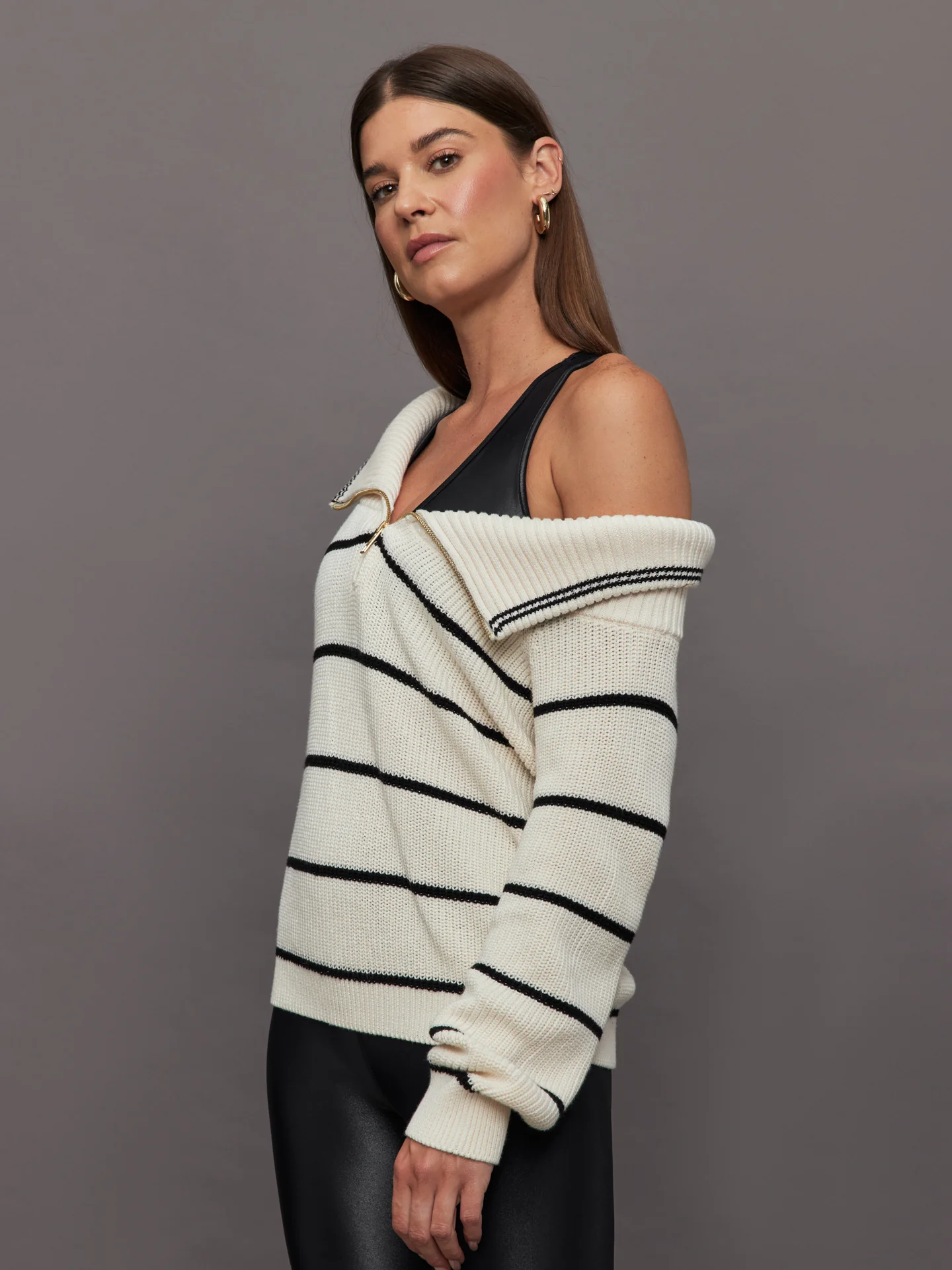 Sierra Off Shoulder Striped Pullover - Sea Salt Multi - Image 3