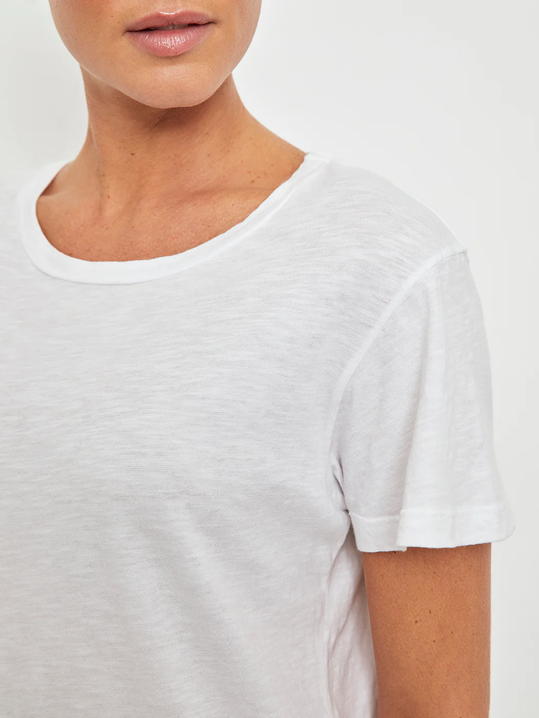 Slub Short Sleeve Crew Neck Tee - White - Image 5