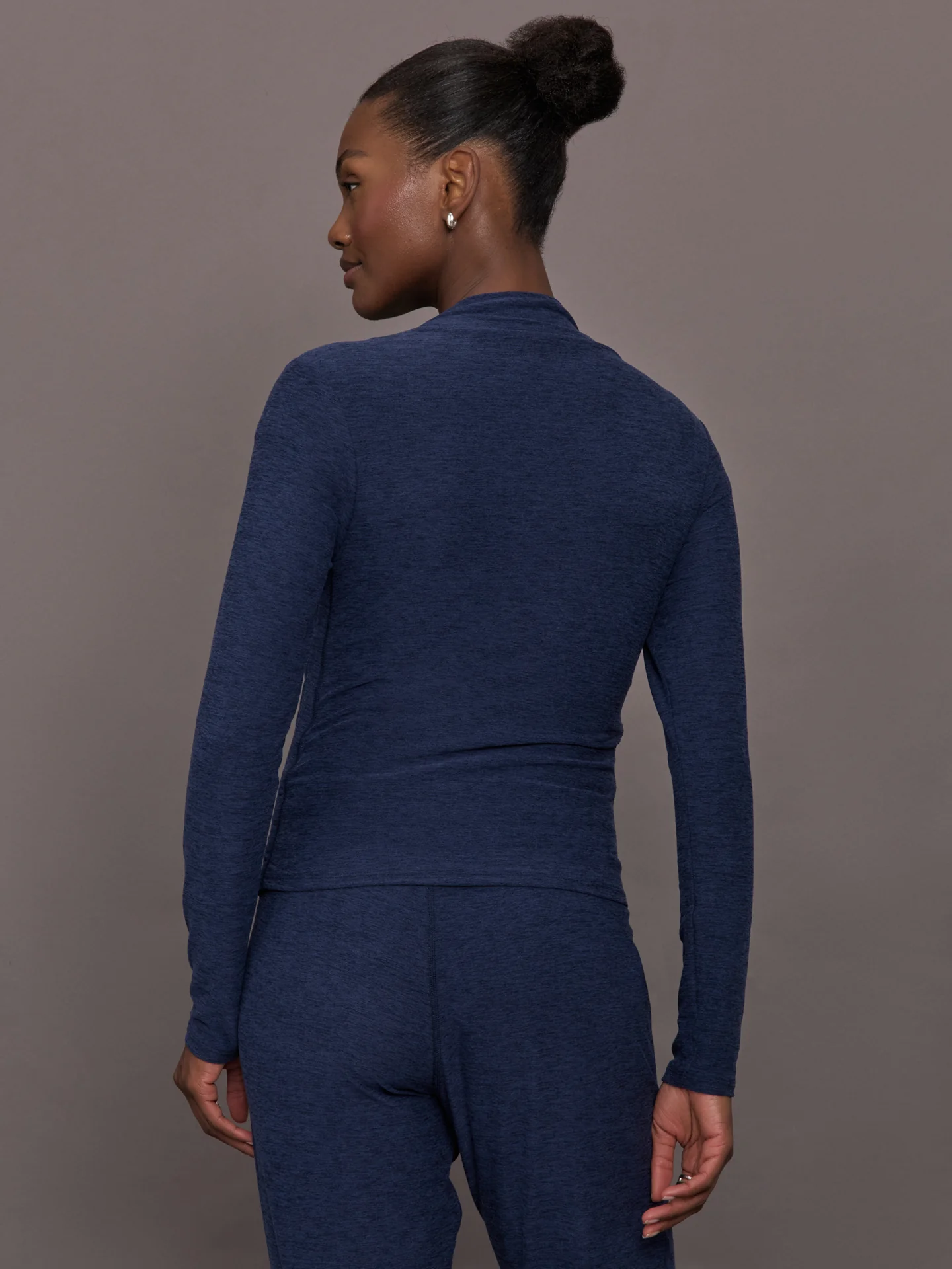 Mock Neck Long Sleeve in Soft Luxe - Heather Navy Blazer - Image 4