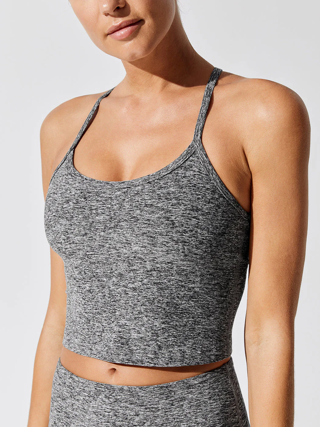 Spacedye Slim Racerback Cropped Tank - Black-White - Image 2