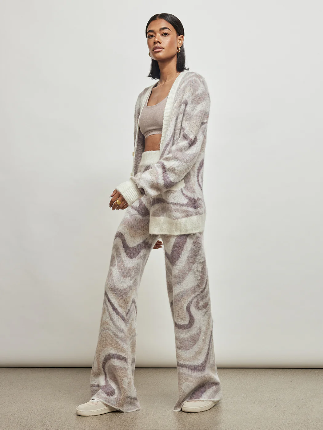 Spectrum Swirl Mohair Sweater Cardigan - Off White - Image 2