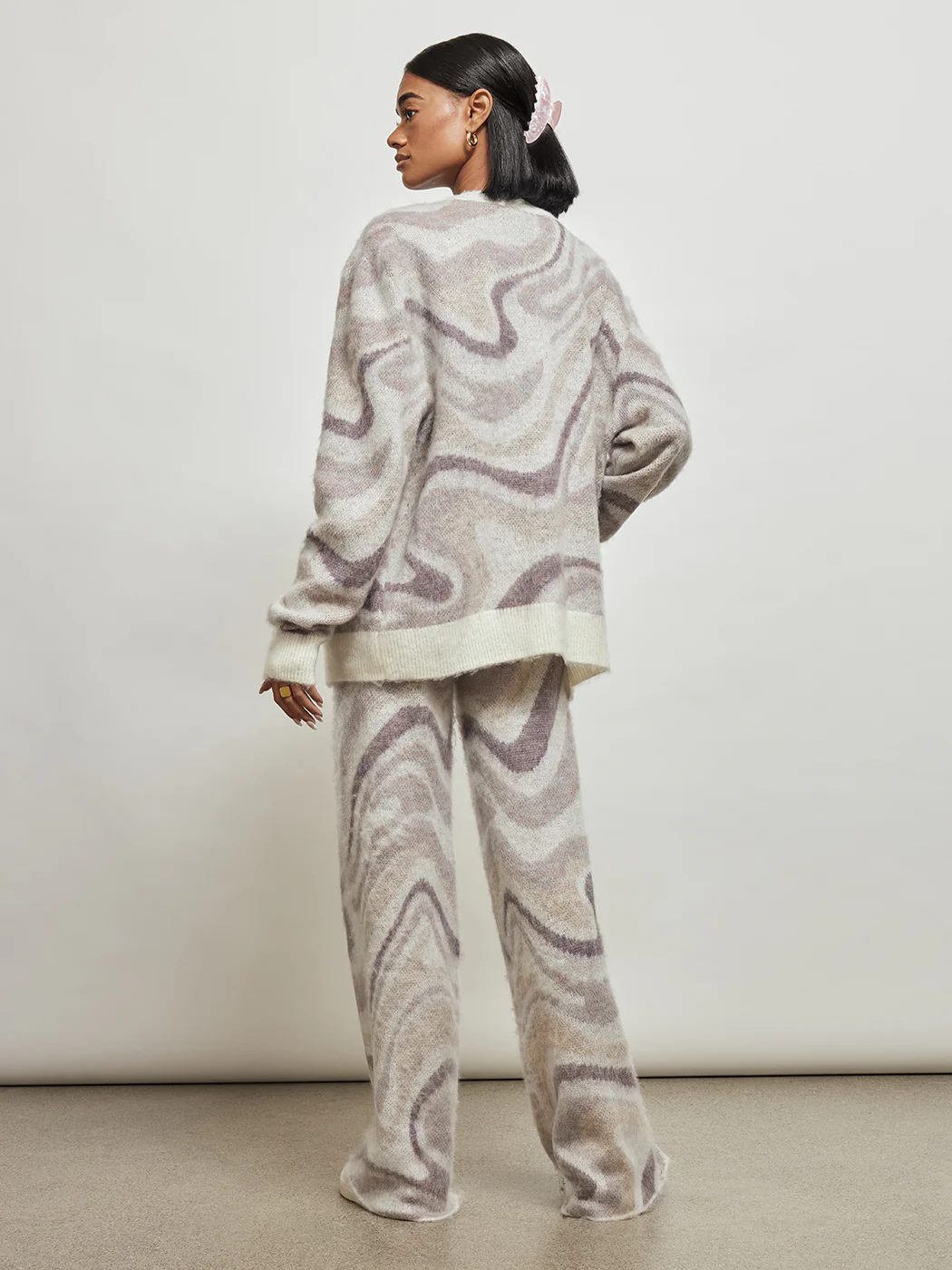 Spectrum Swirl Mohair Sweater Cardigan - Off White - Image 5