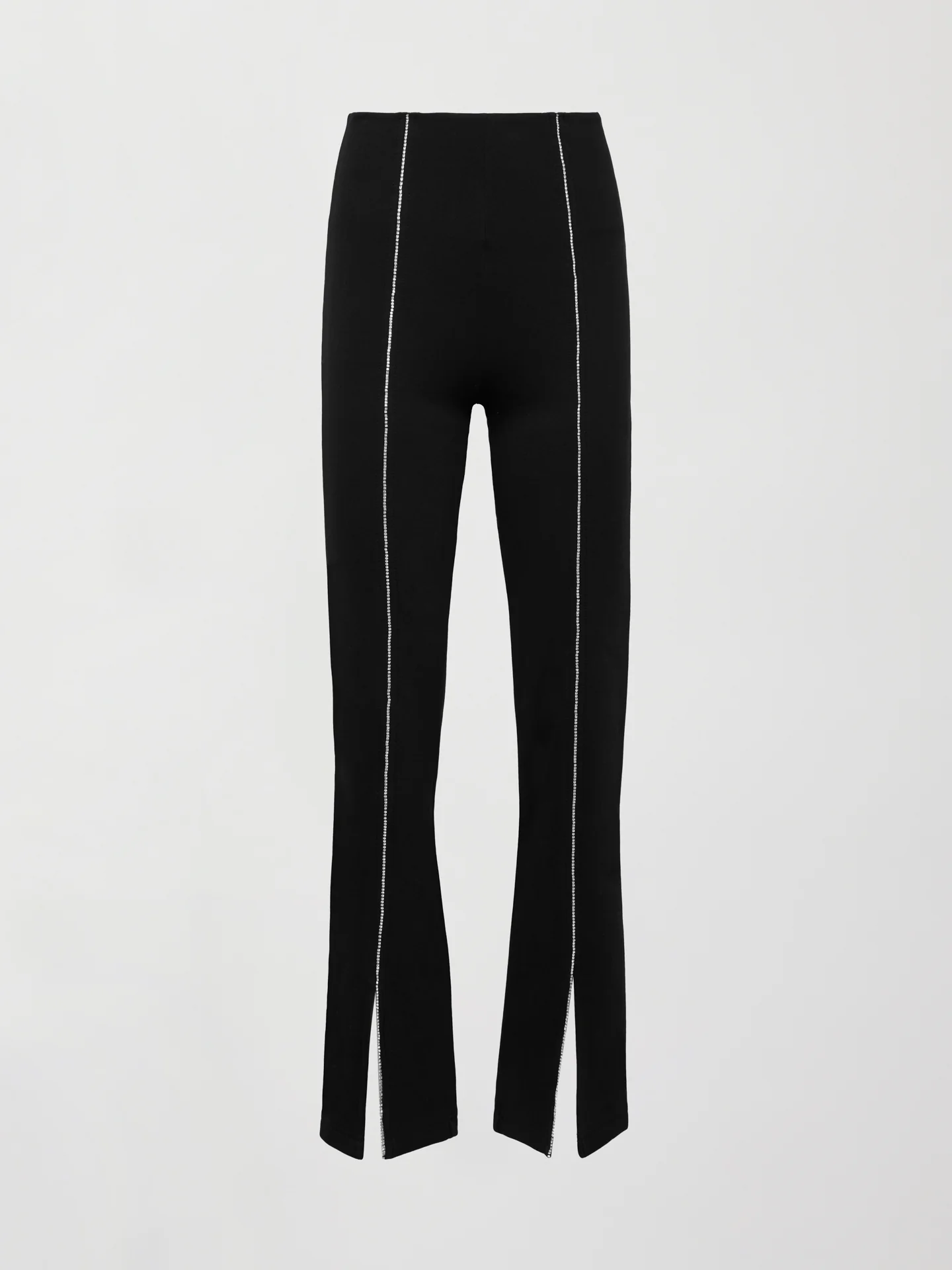 Rhinestone Front Slit Sweatpant - Black - Image 8