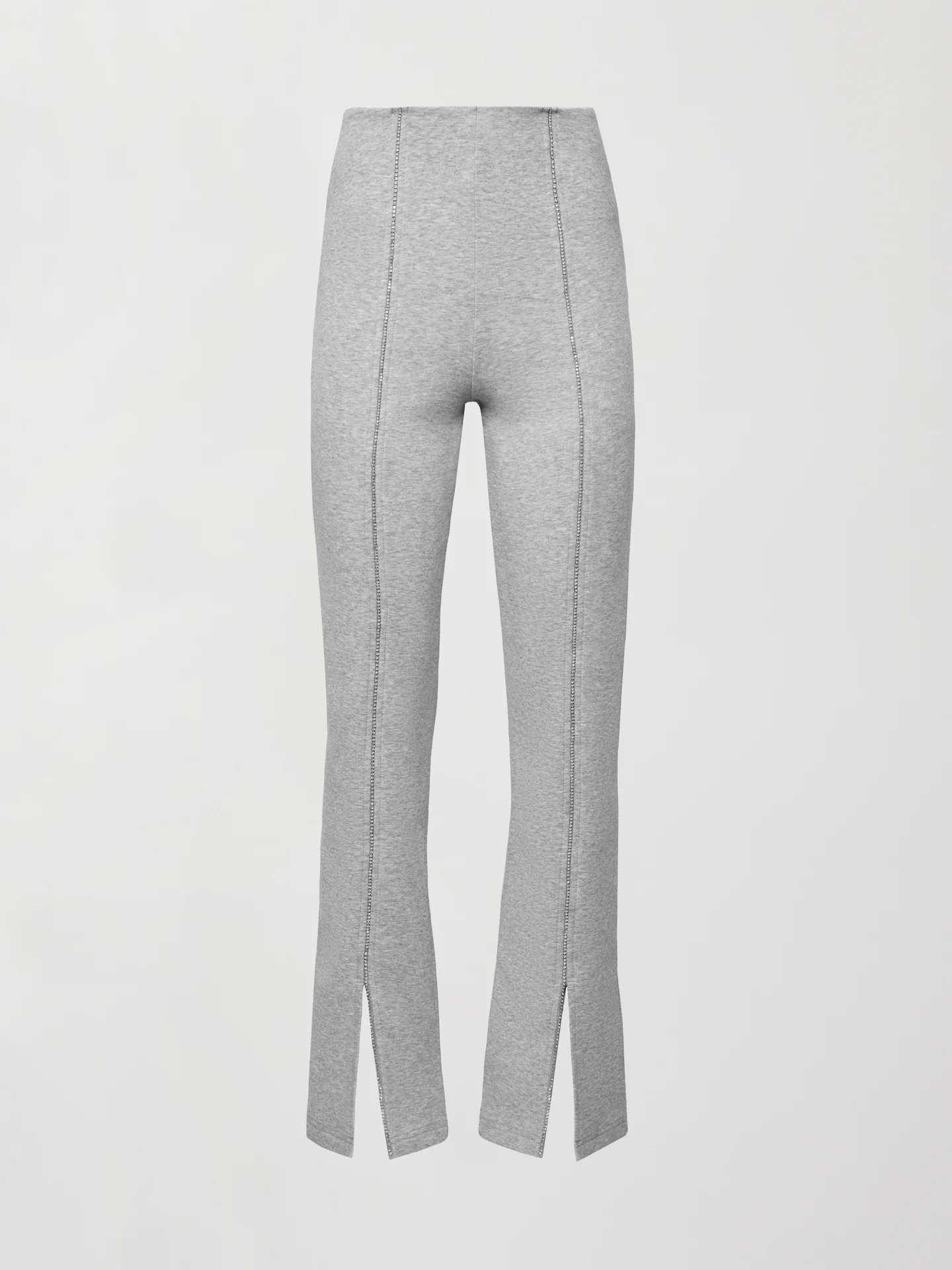 Rhinestone Front Slit Sweatpant - Heather Grey - Image 7