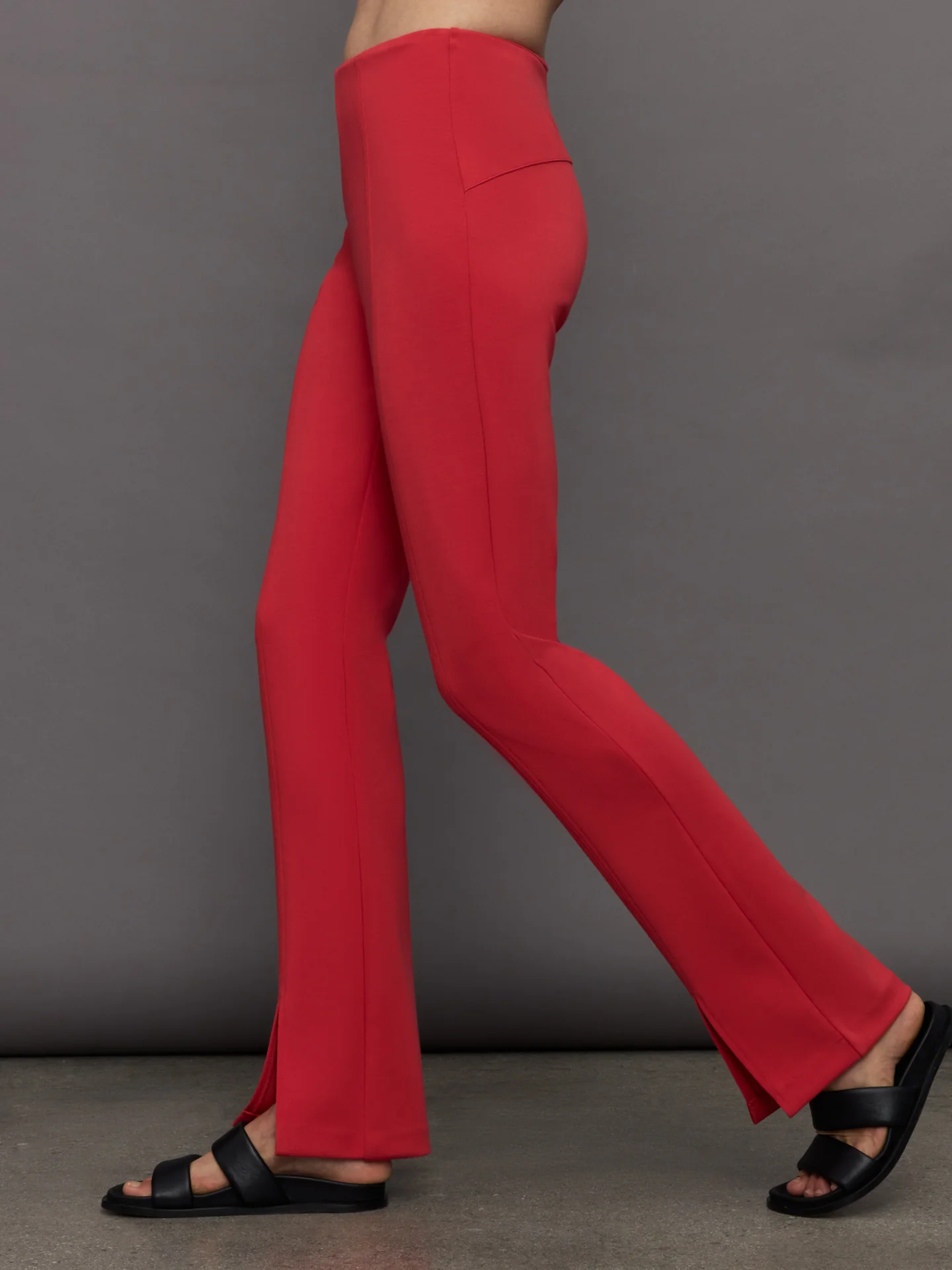 Split Leg Pant in Scuba - Tomato - Image 3