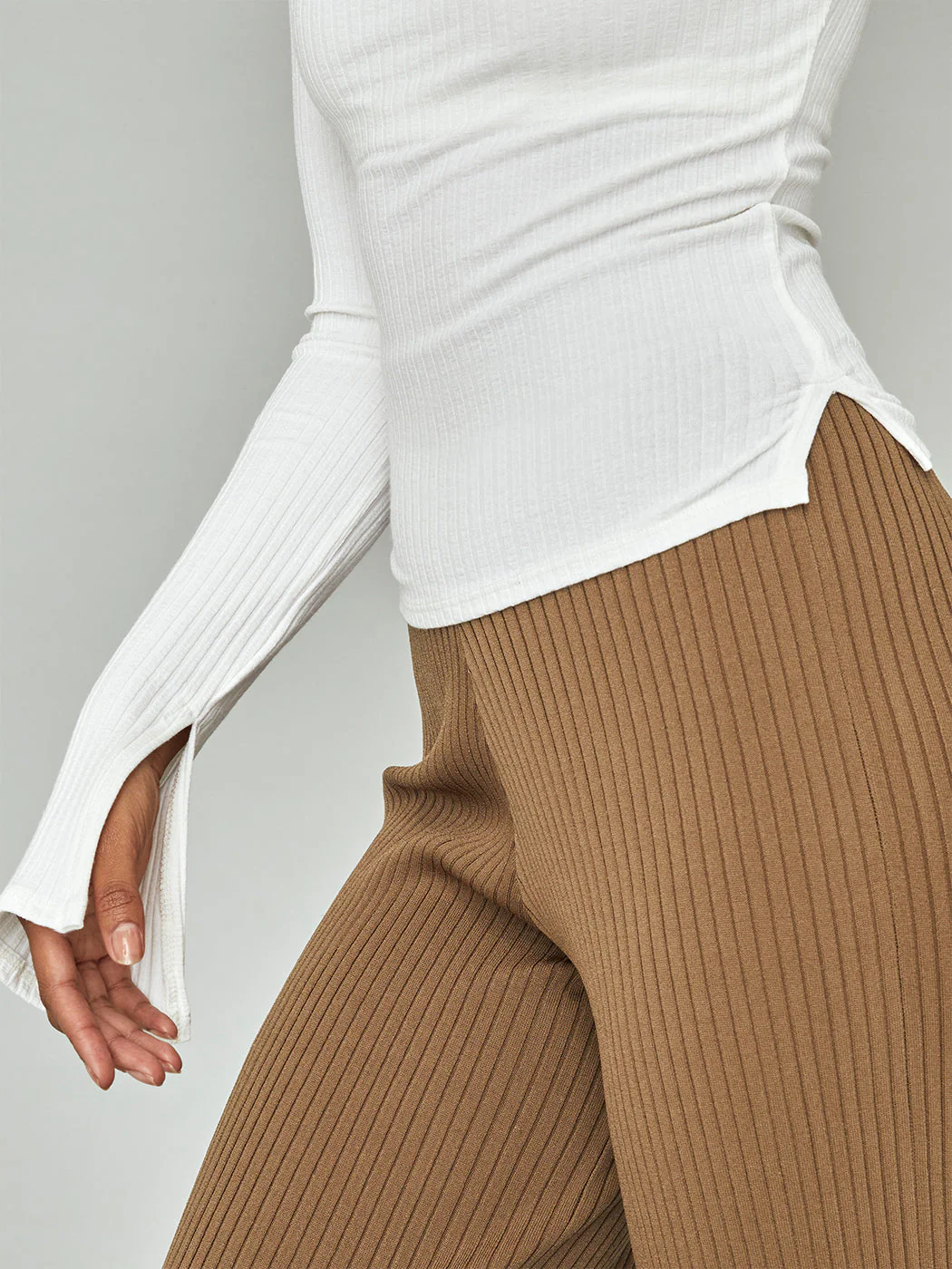 Split Sleeve Square Neck Top - White - Image 2