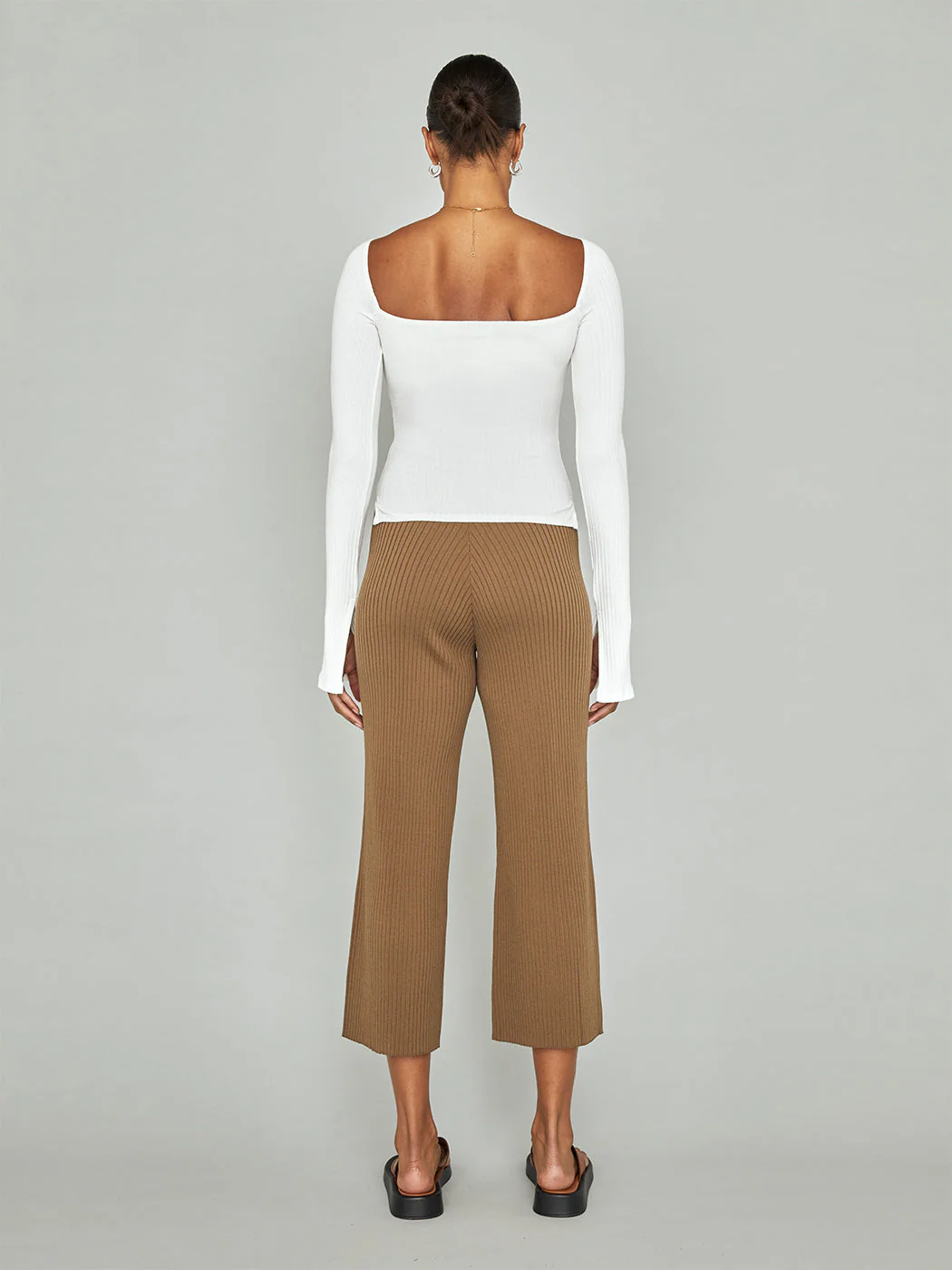 Split Sleeve Square Neck Top - White - Image 9