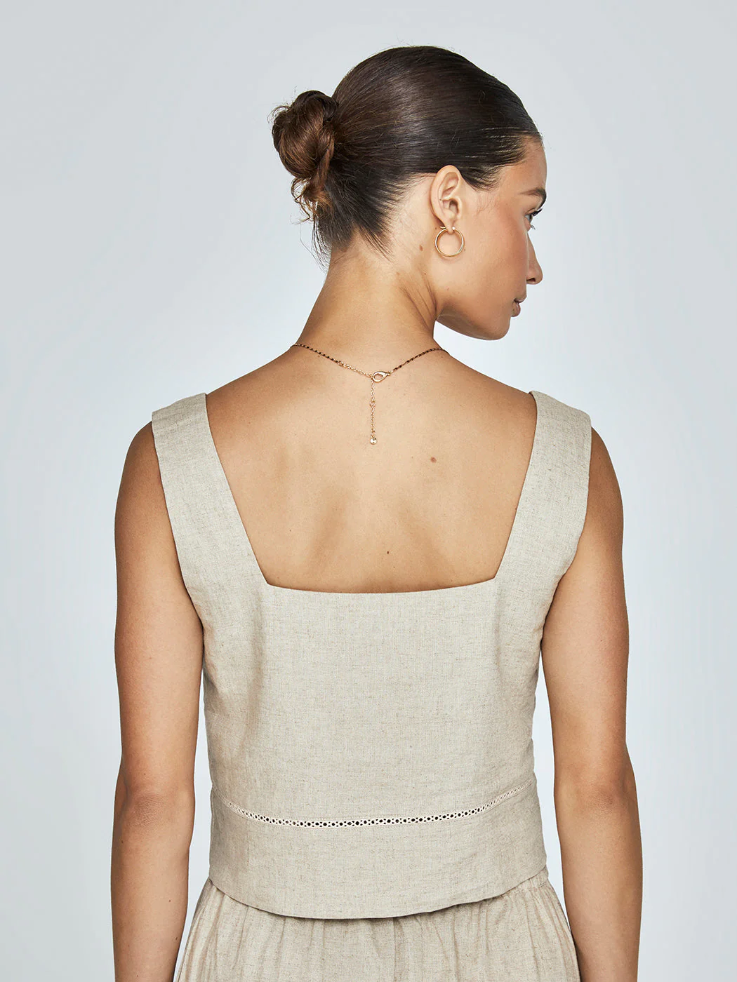 Linen Square Neck Tank - Tan - Image 5