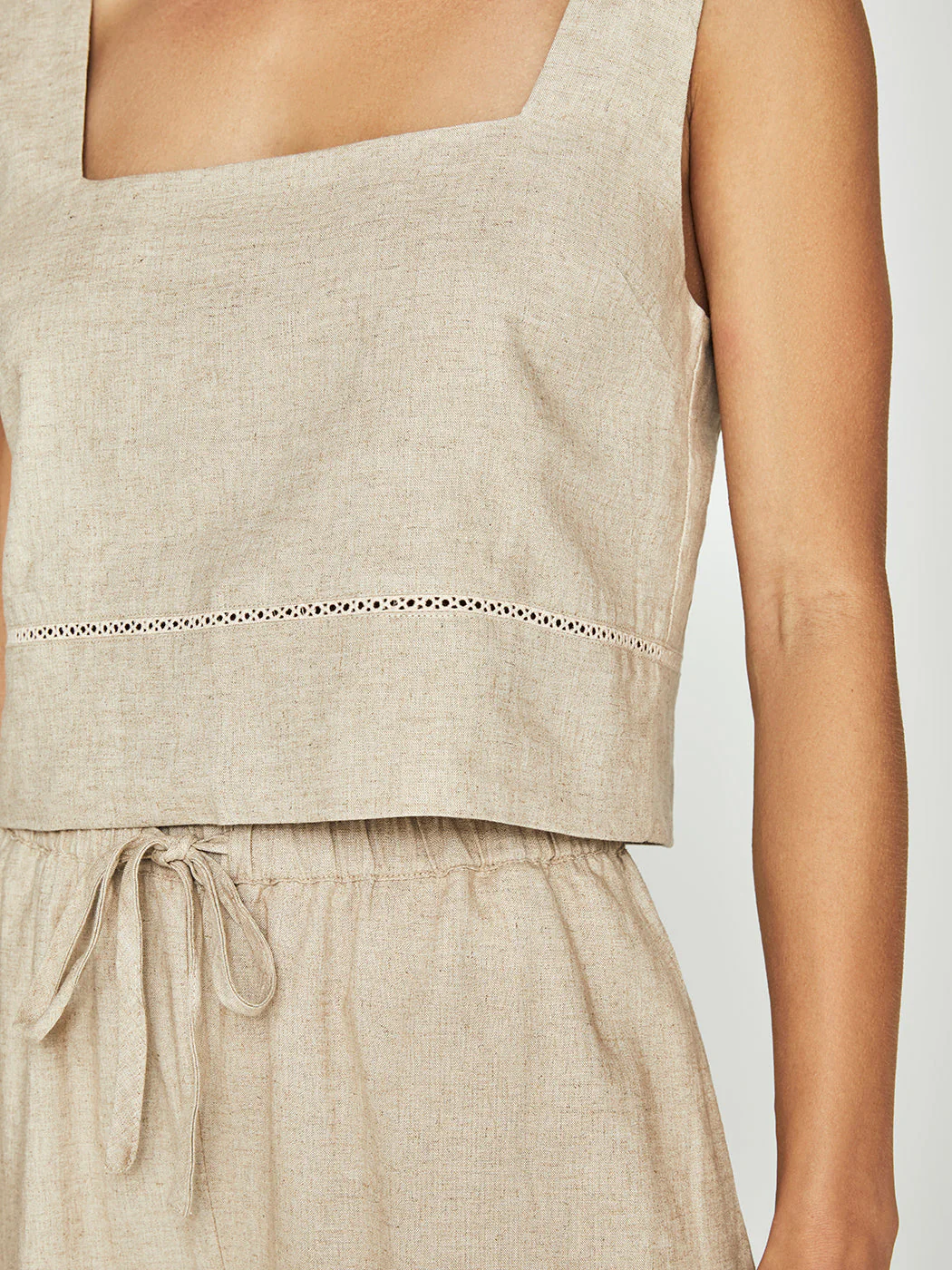 Linen Square Neck Tank - Tan - Image 6