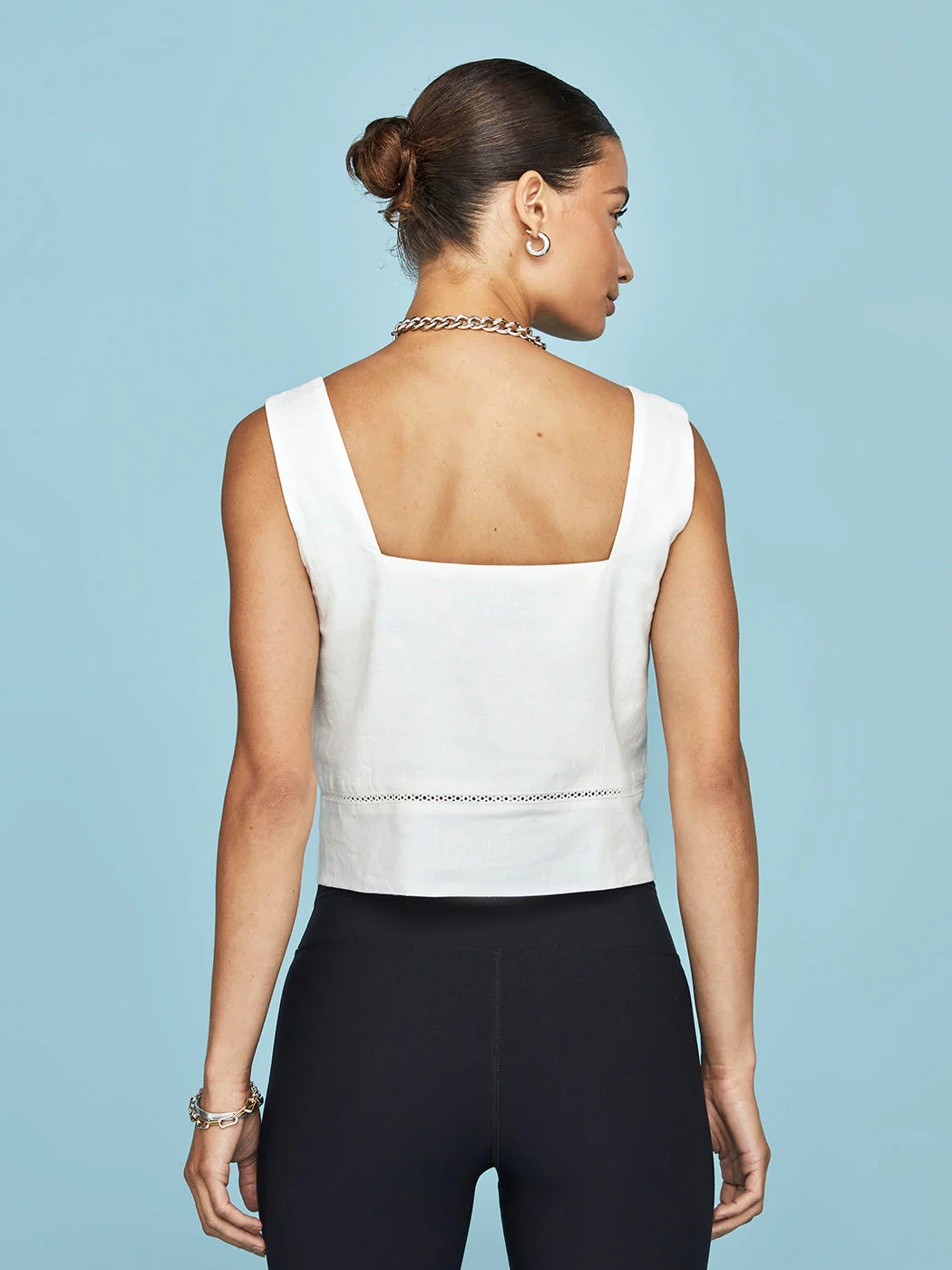 Linen Square Neck Tank - Cream - Image 3