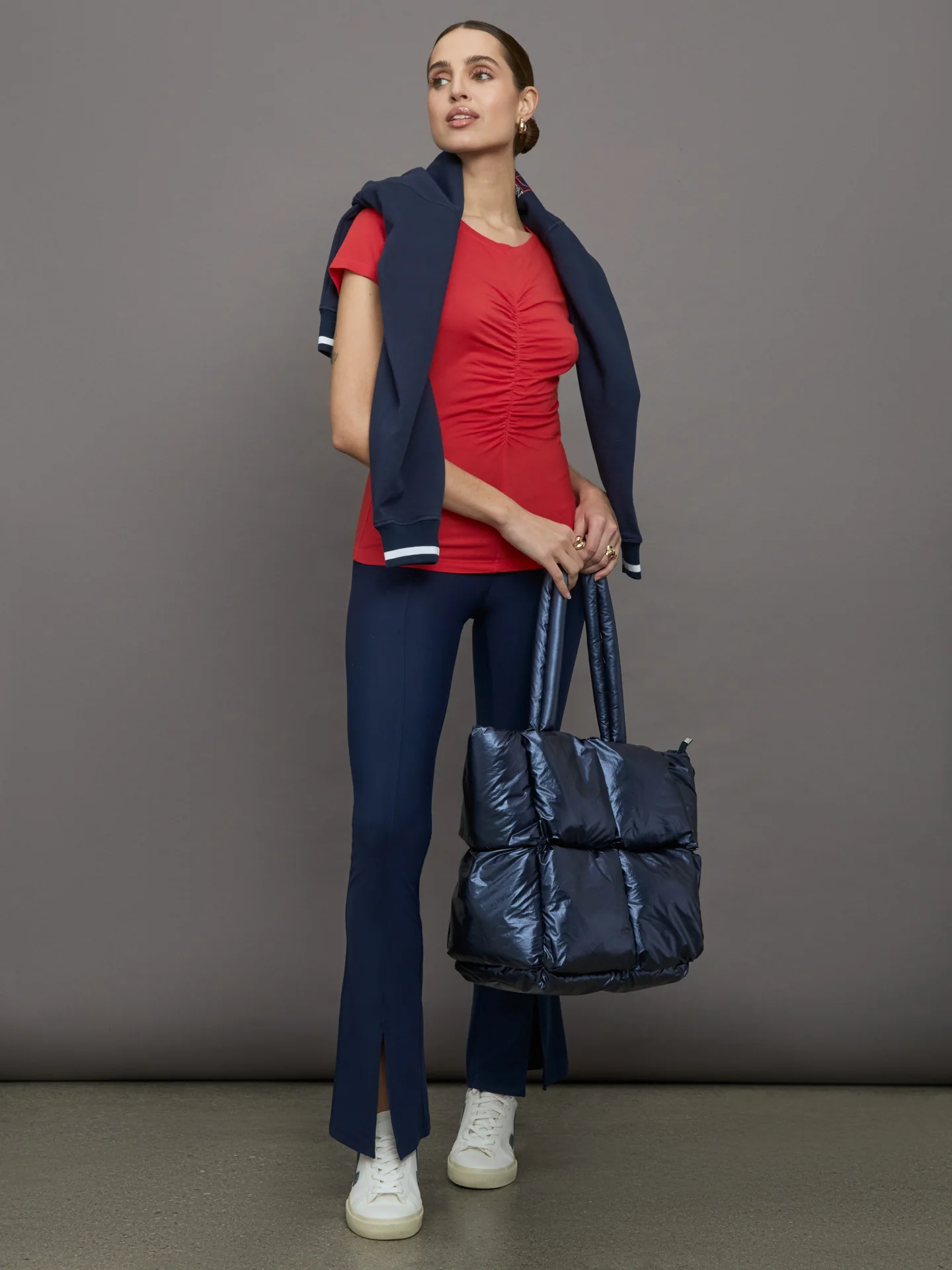 Short Sleeve Ruched Front Tee - Bittersweet - Image 6
