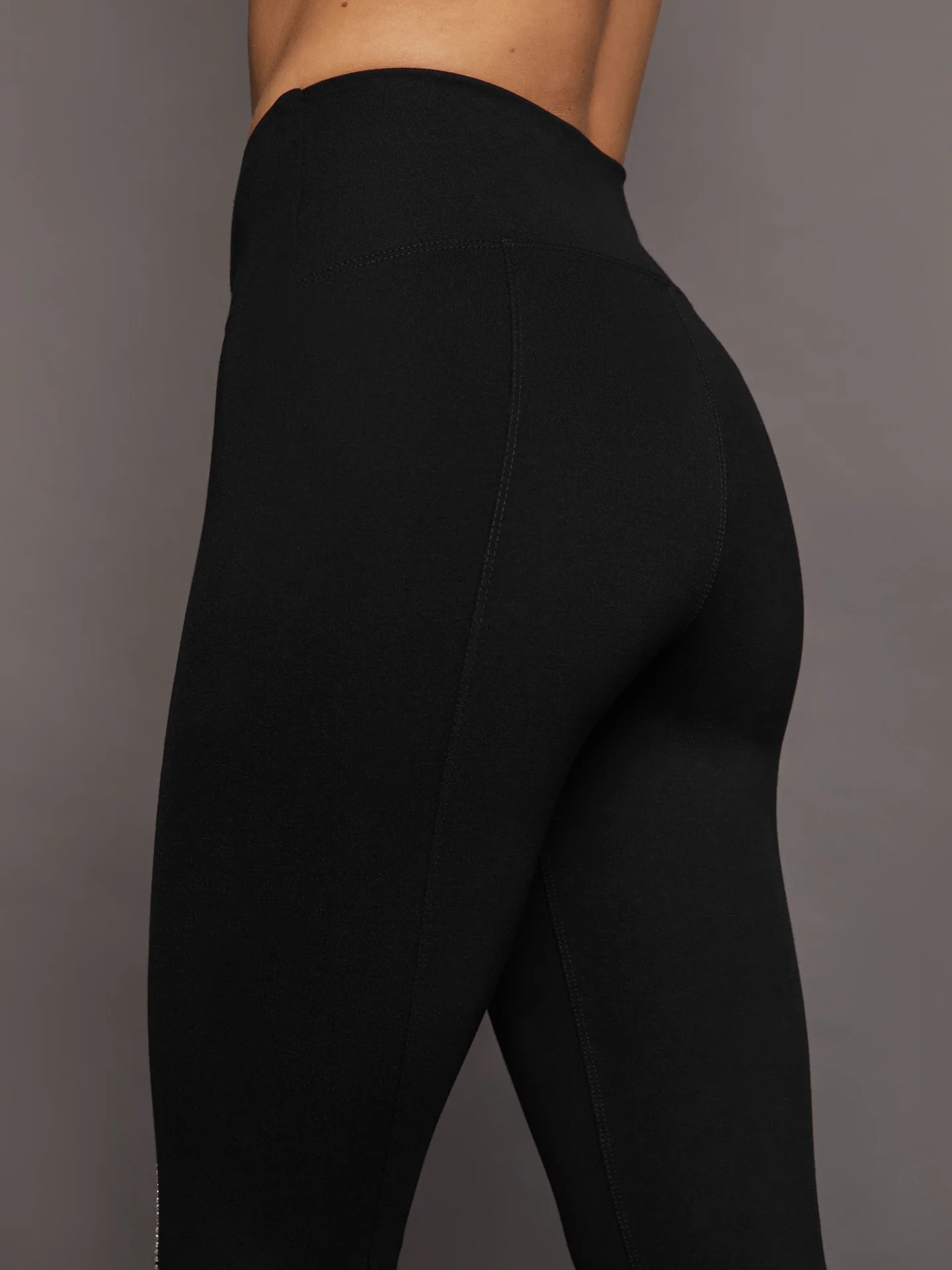 Stirrup Legging with Rhinestone Trim - Black - Image 4