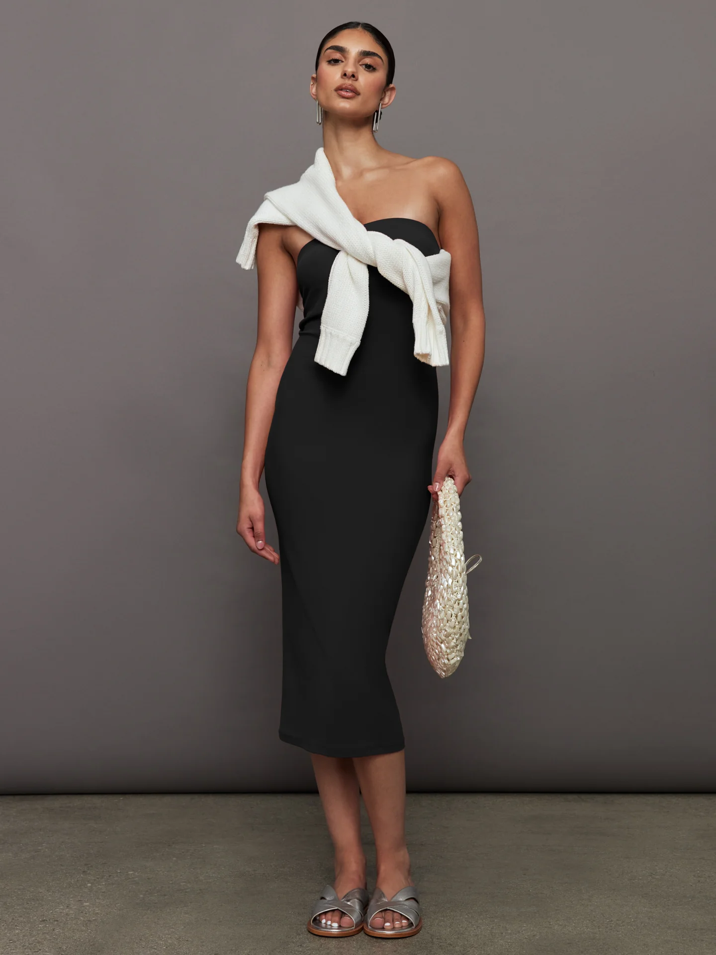 Strapless Dress in Melt - Black - Image 3