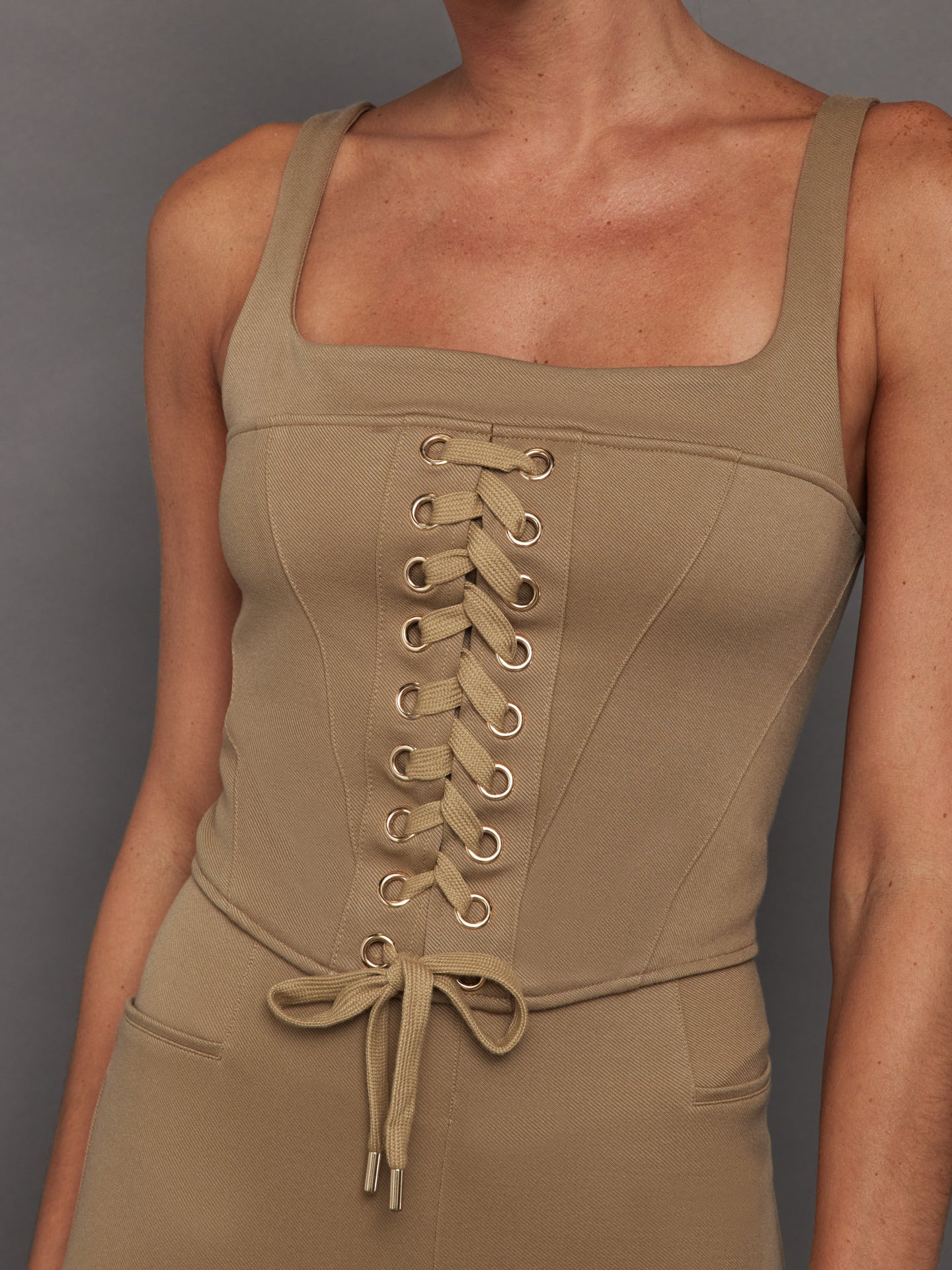 Stretch Twill Corset - Khaki - Image 3