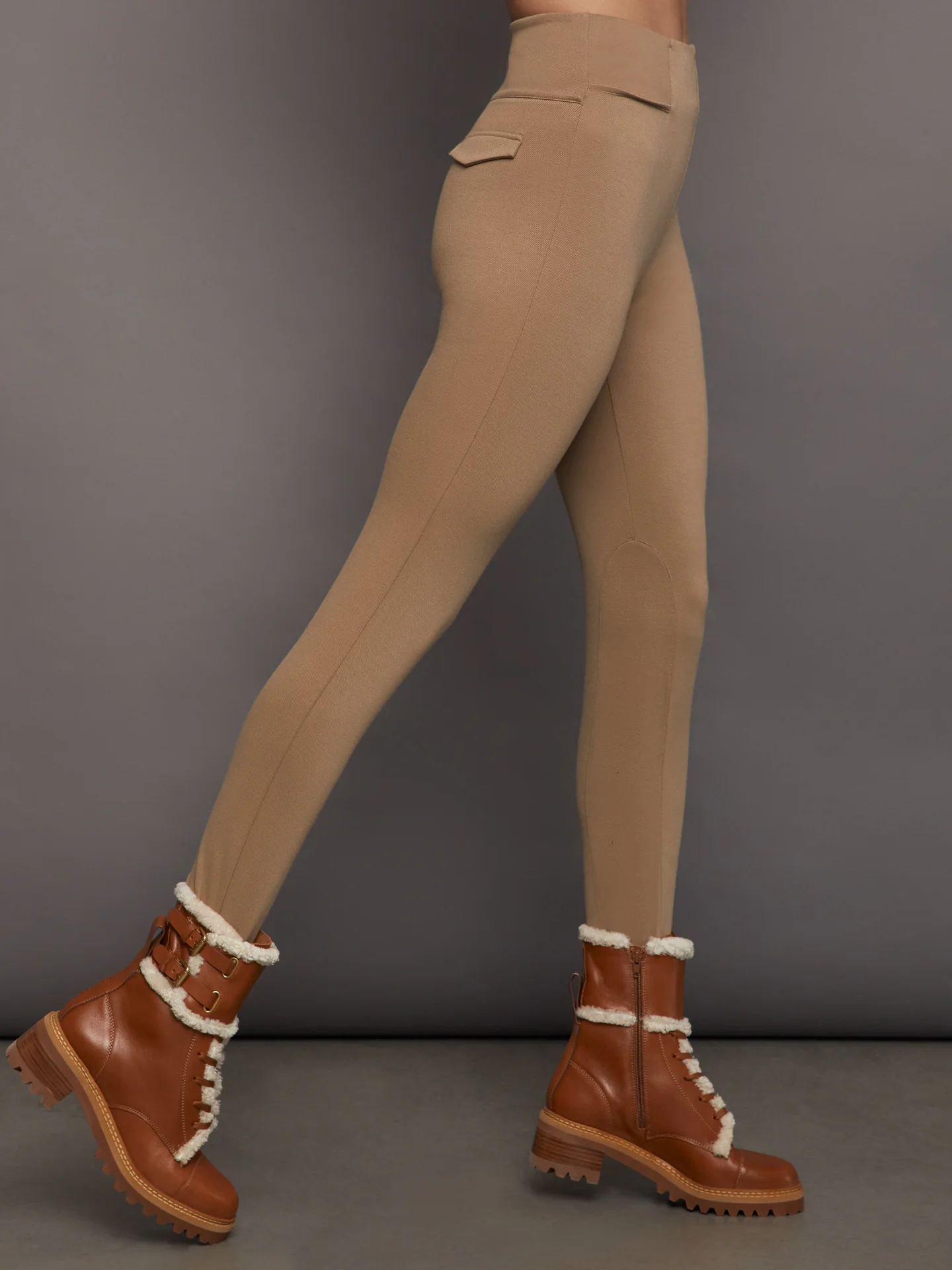 Stretch Twill Stirrup Legging - Khaki - Image 2
