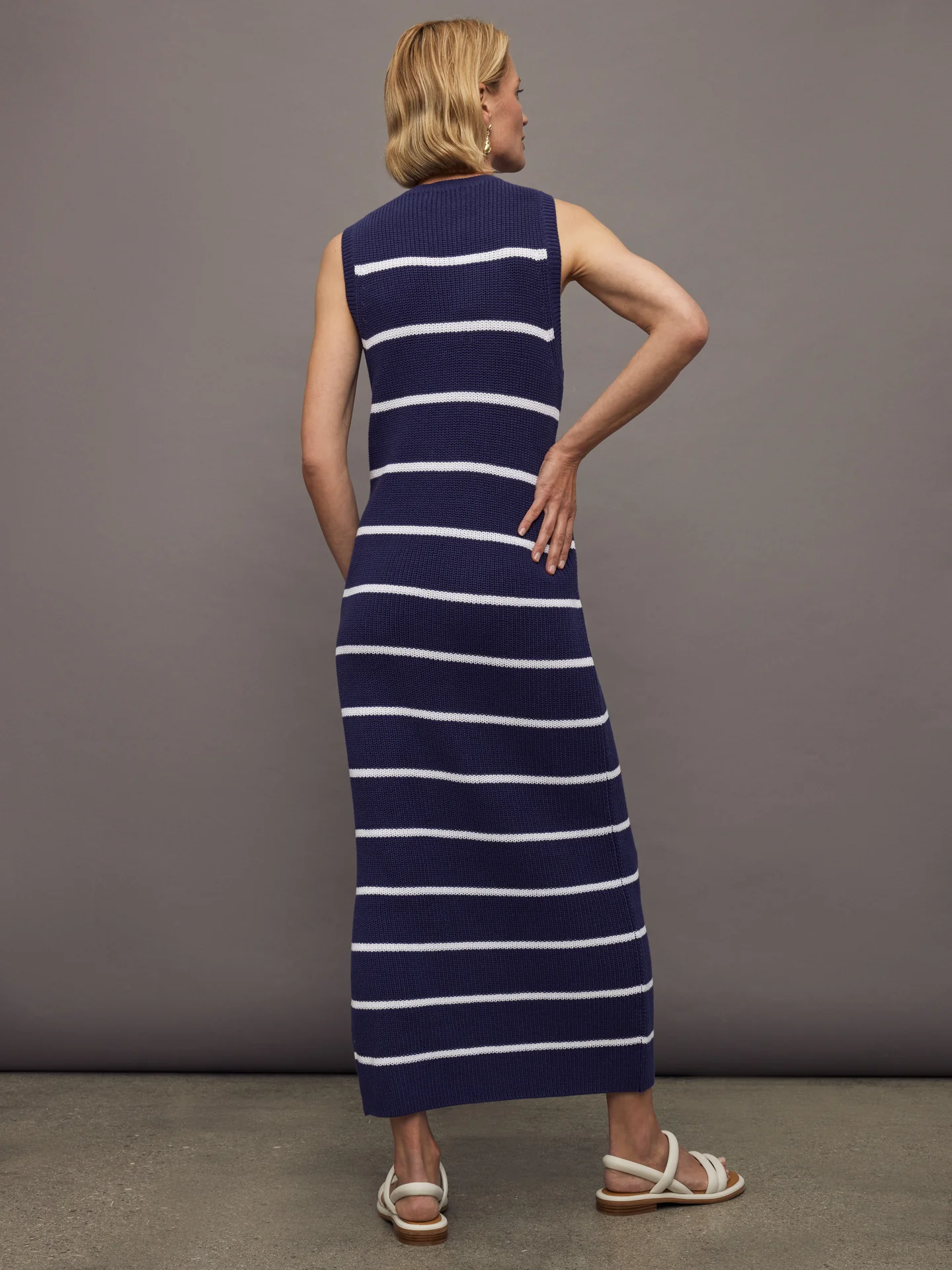 Emma Stripe Midi Dress - Indigo Multi - Image 4