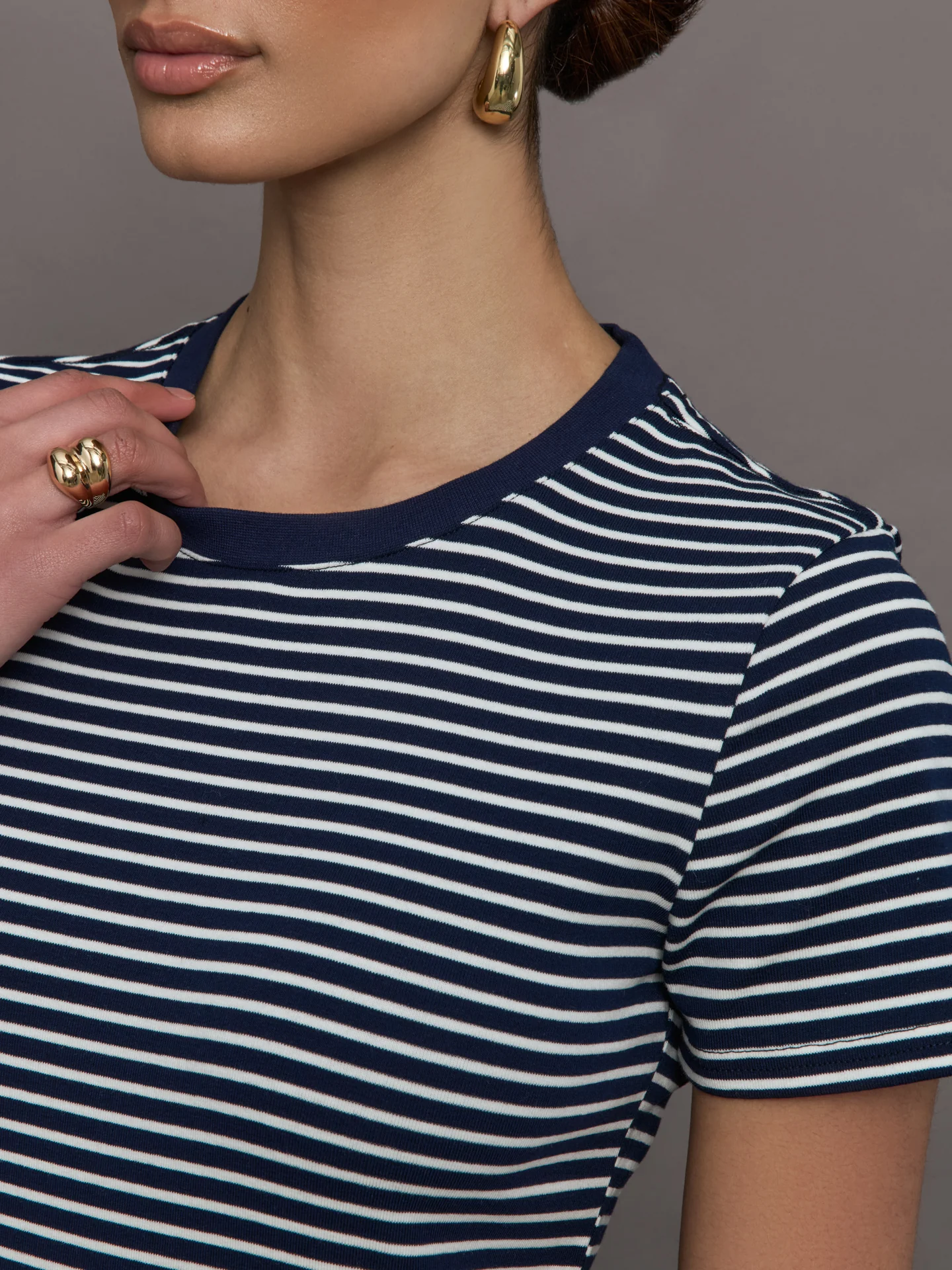 Stripe Ringer Tee - Cloud / Navy Stripe - Image 5