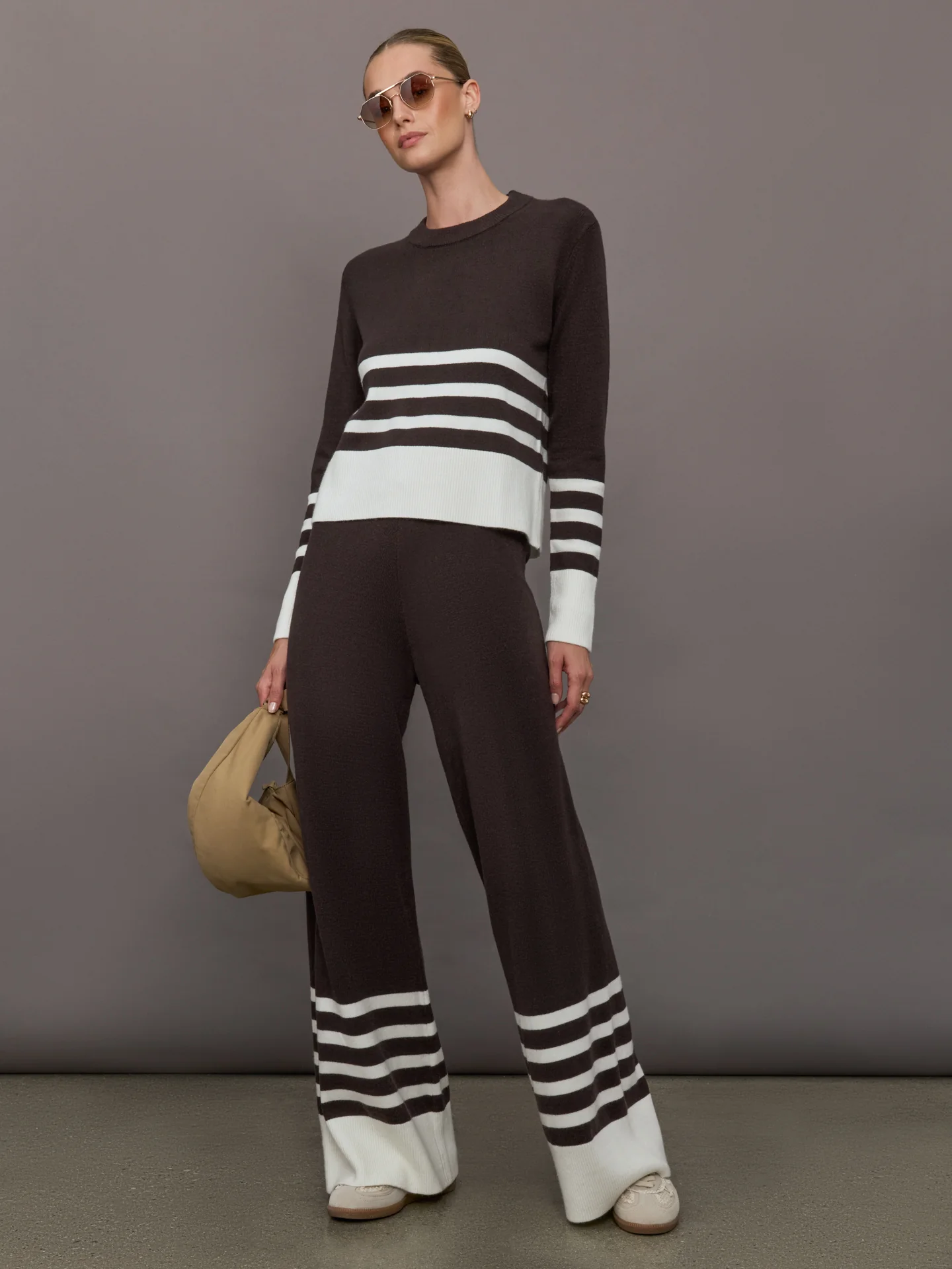 Striped Sweater - Chocolate Torte / Off White - Image 2