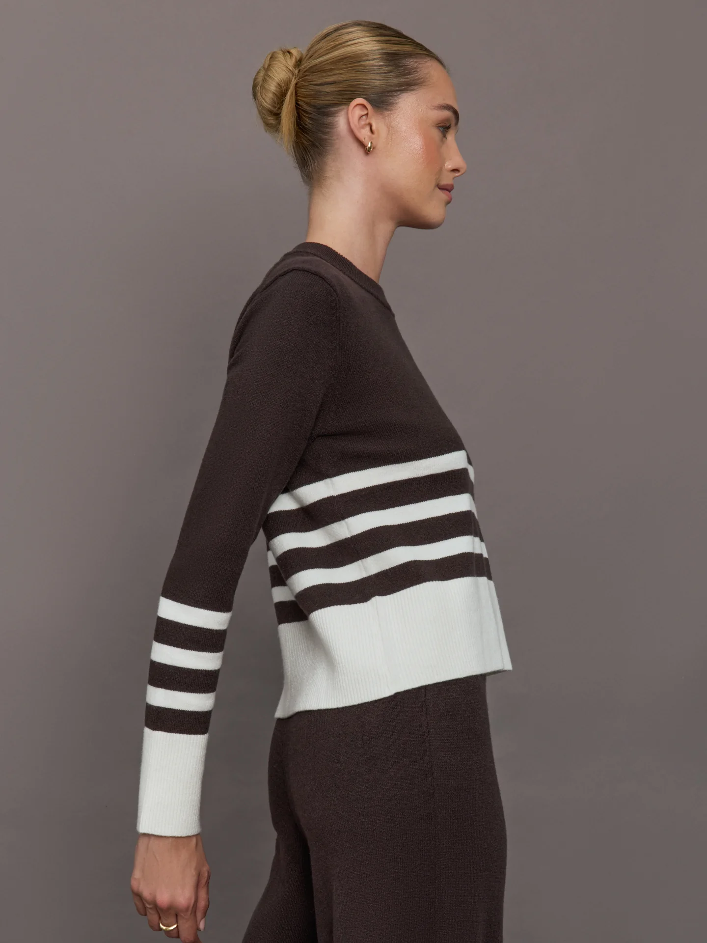 Striped Sweater - Chocolate Torte / Off White - Image 3
