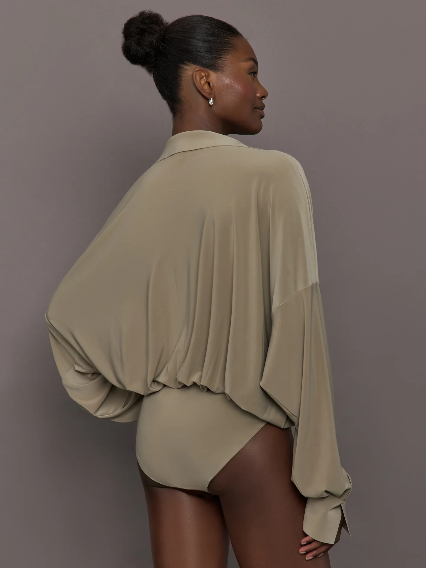 Super Oversized Boyfriend NK Shirt Bodysuit - Elm - Image 4