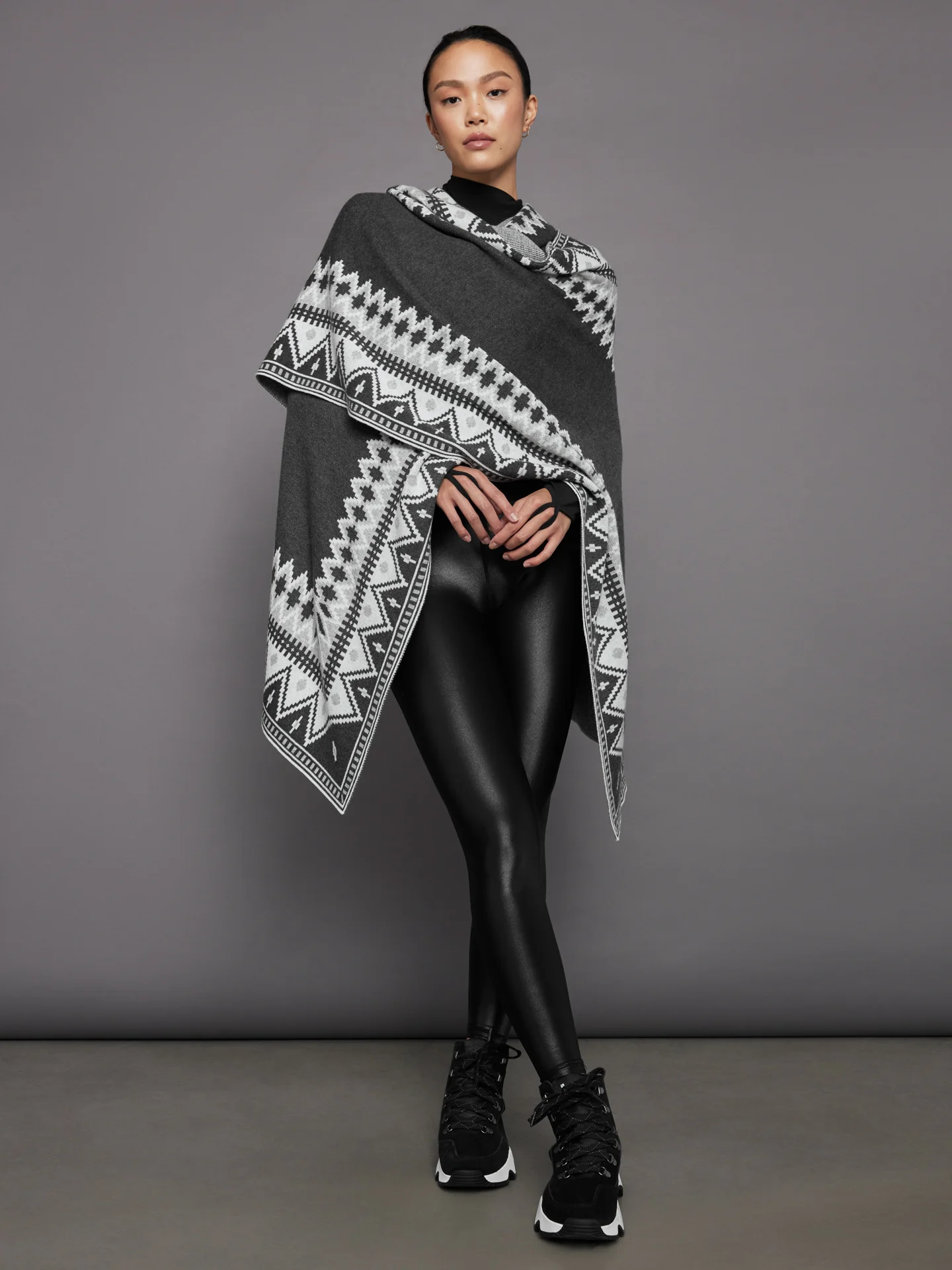 Sweater Poncho - Grey - Image 2